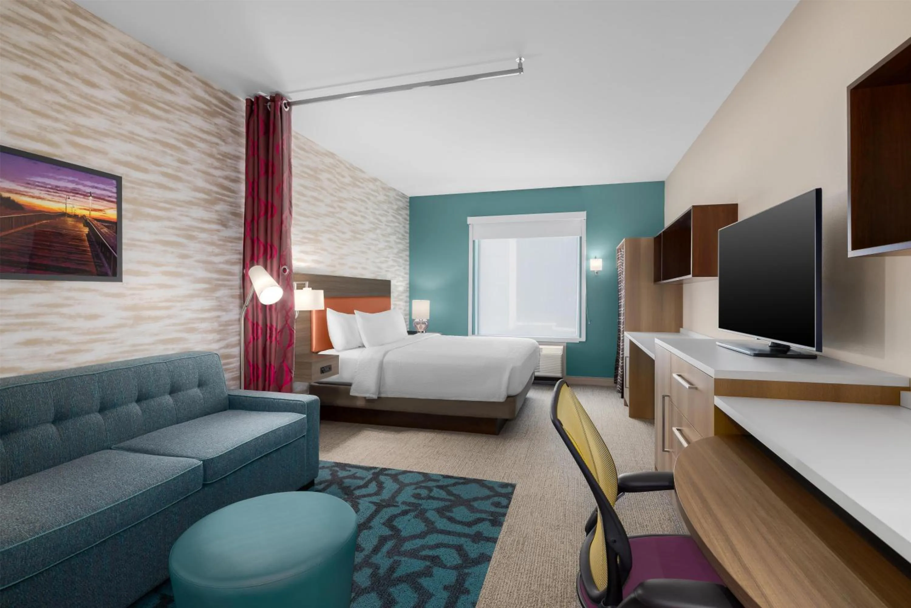 Living room, Bed in Home2 Suites By Hilton Virginia Beach Princess Anne