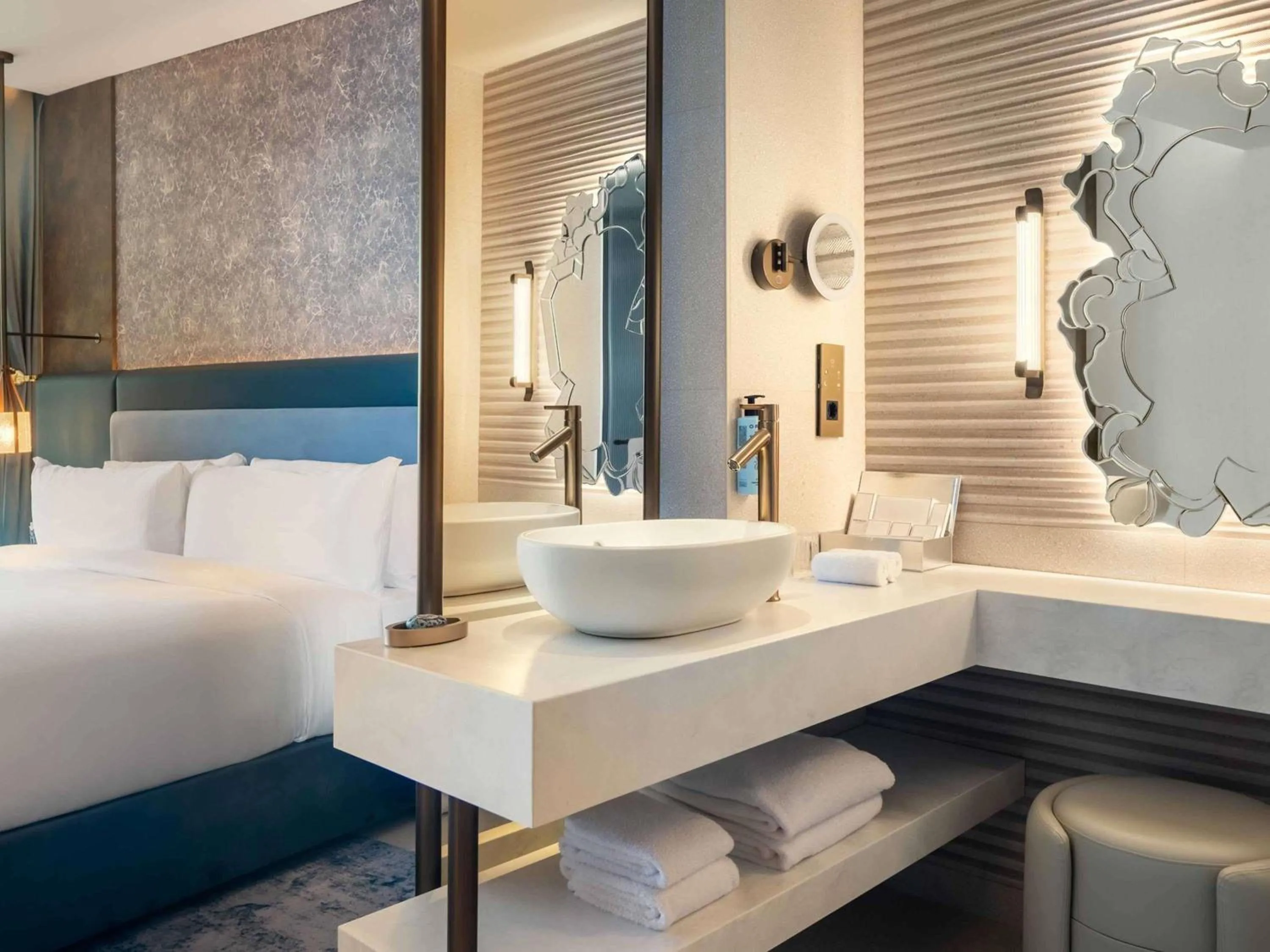 Bedroom, Bed in SLS Barcelona