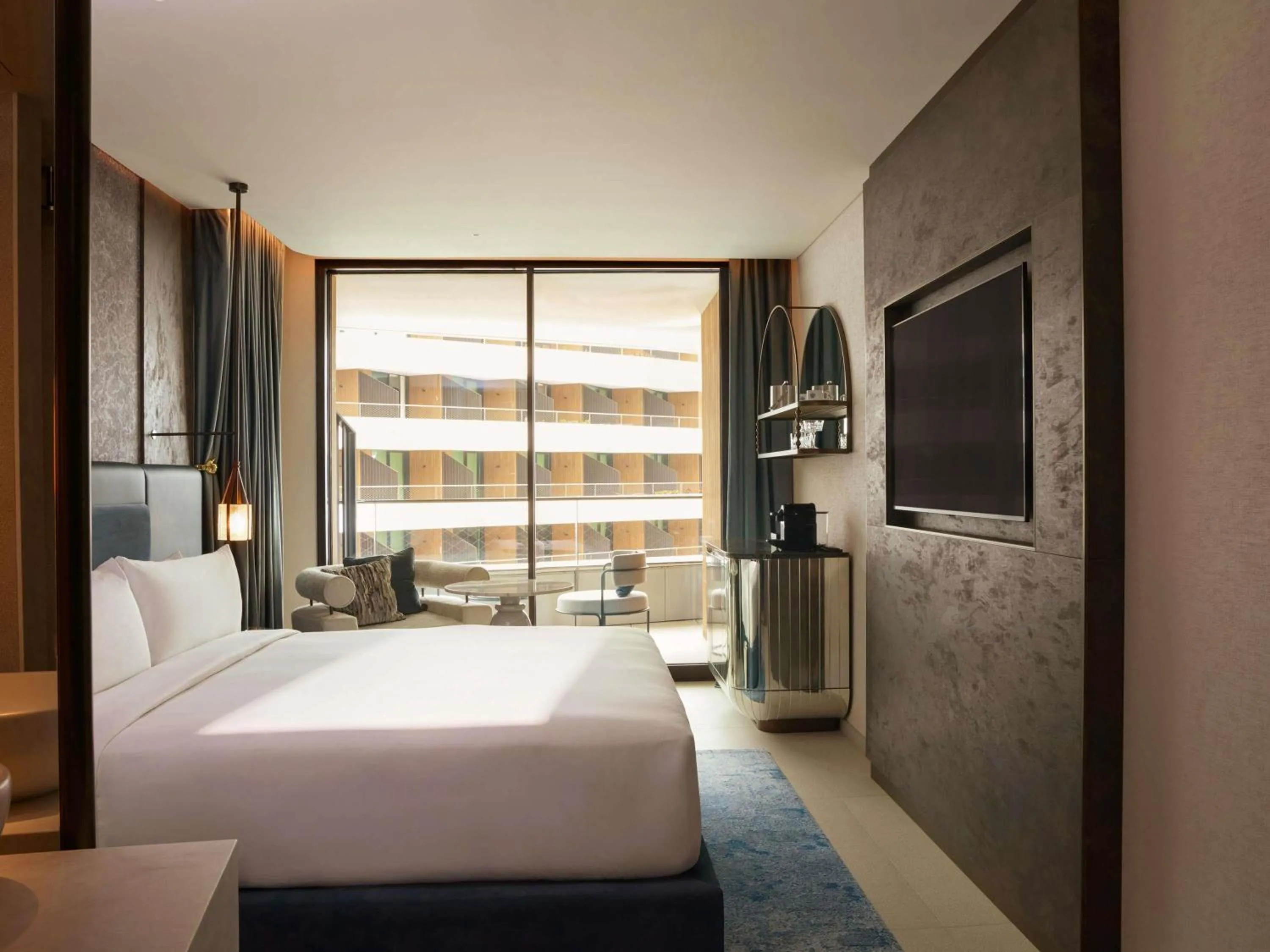 Bedroom, Bed in SLS Barcelona