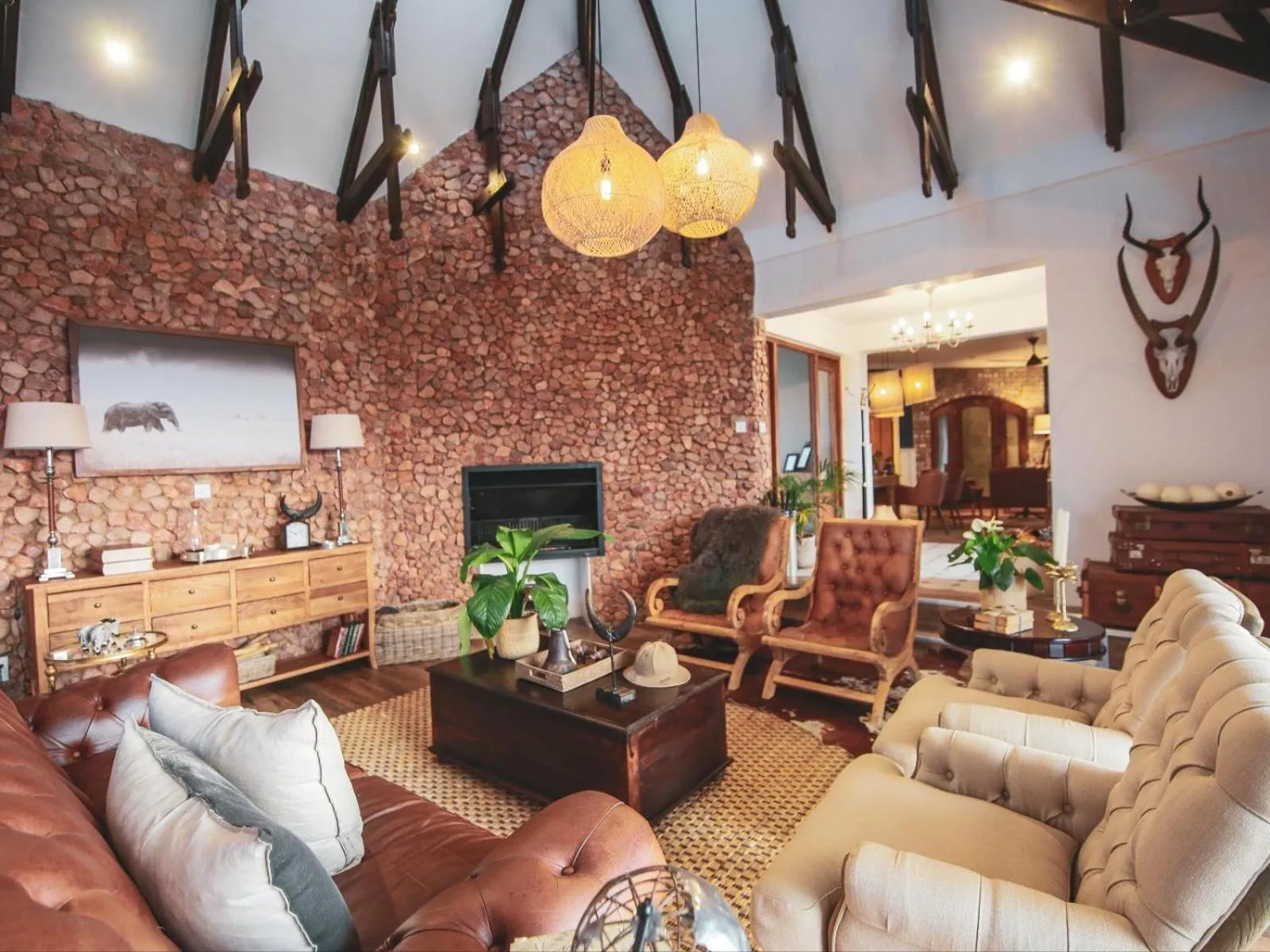 Communal lounge/ TV room in Otjiwa Mountain Lodge