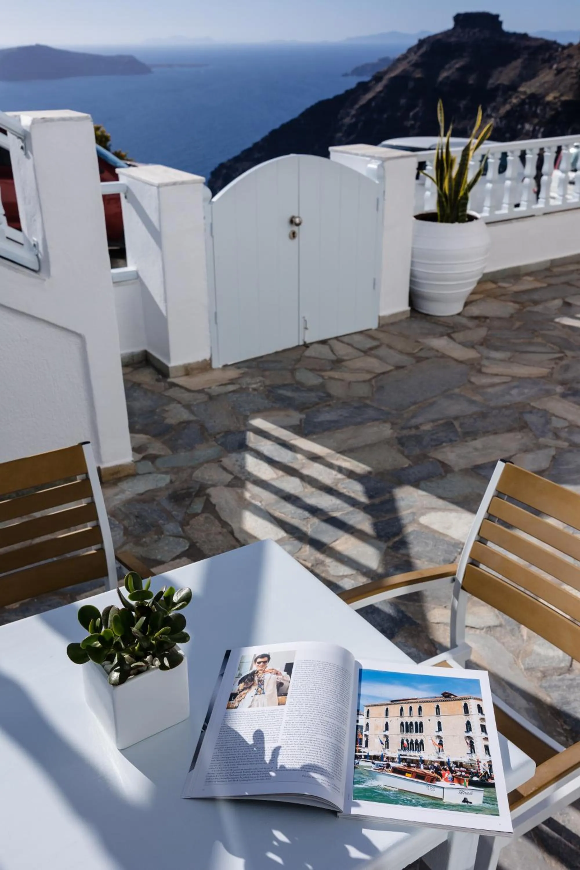 Seating area in Nevma Suites