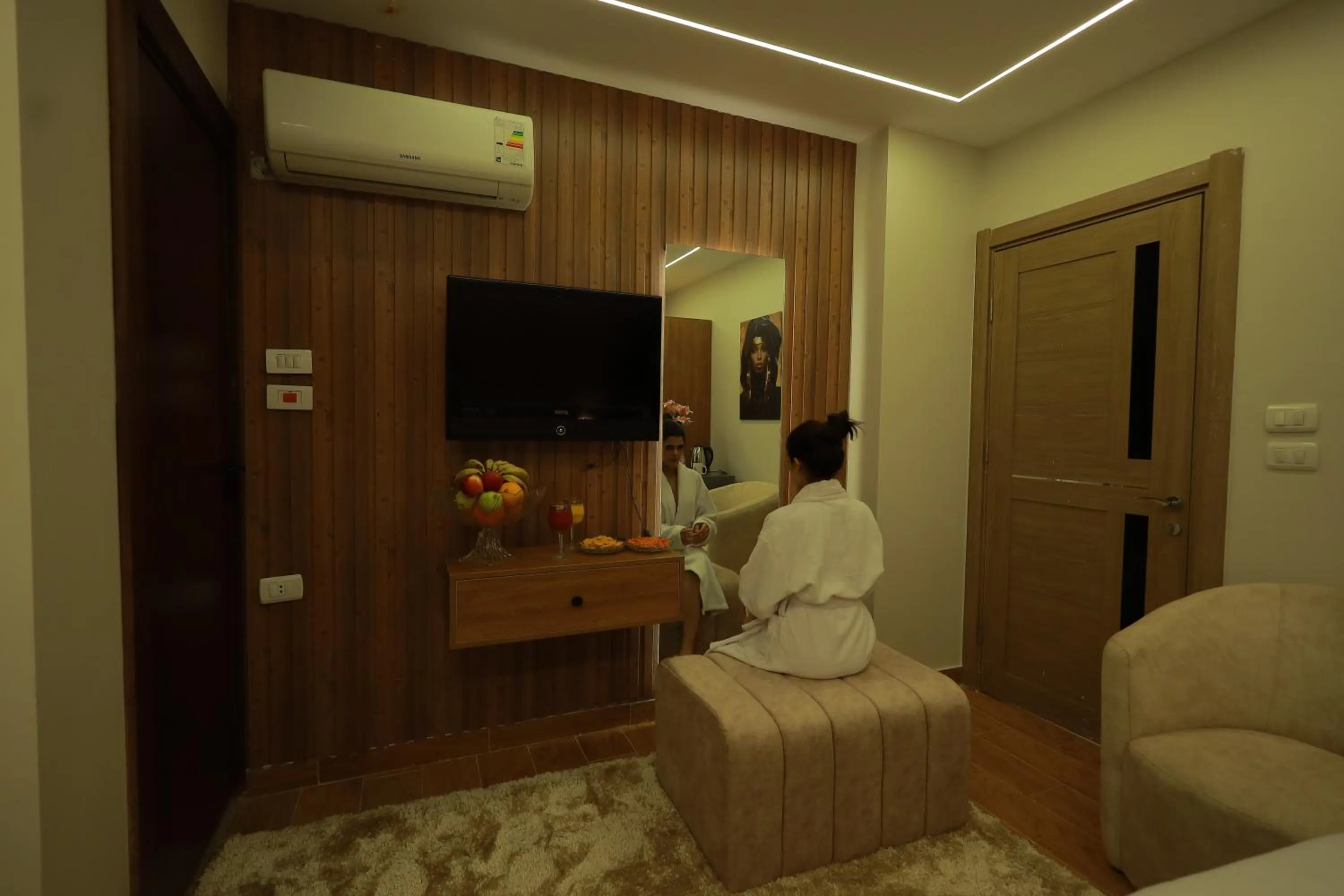 Seating area in The Muse Pyramids INN