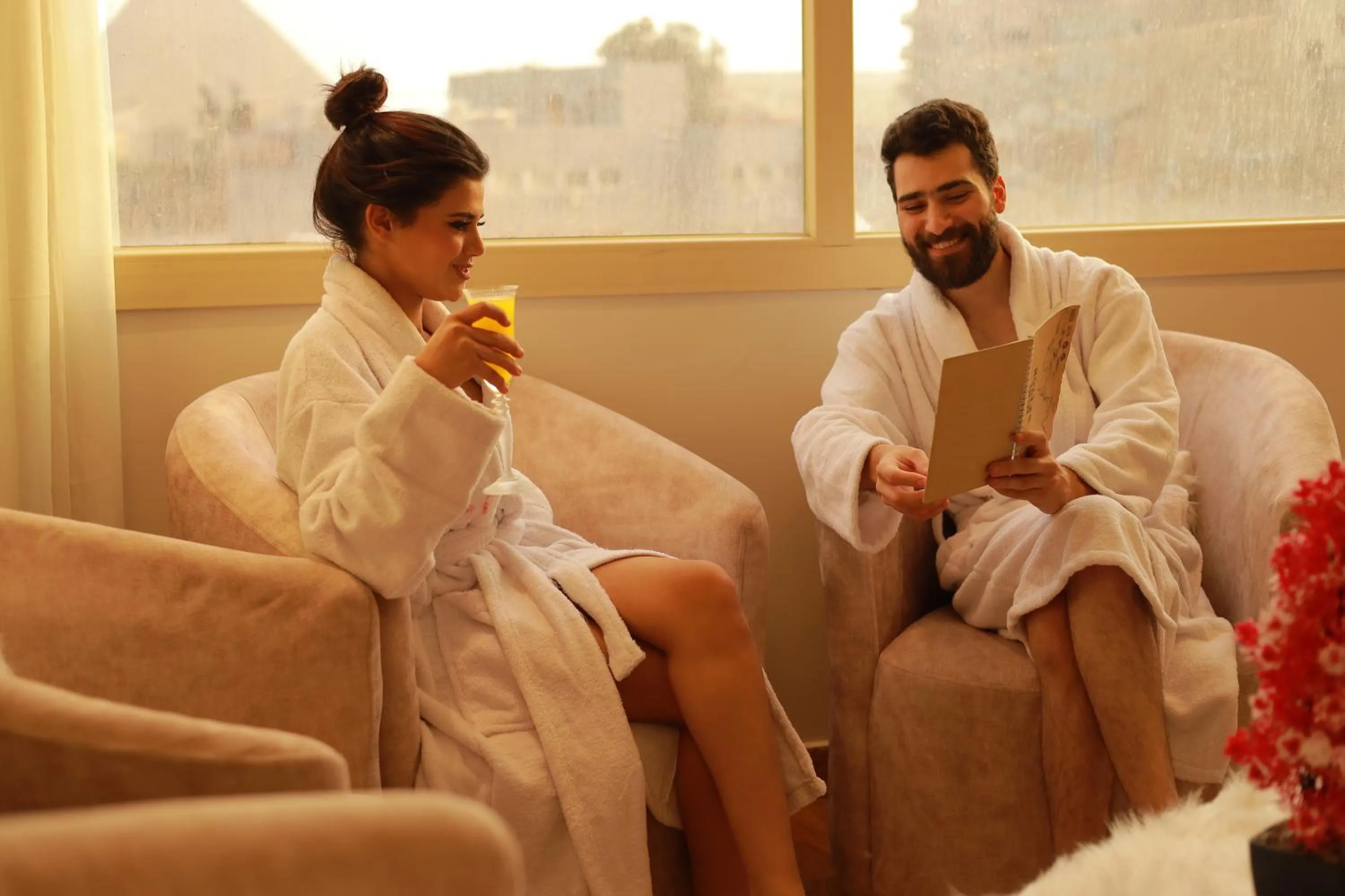 Seating area in The Muse Pyramids INN