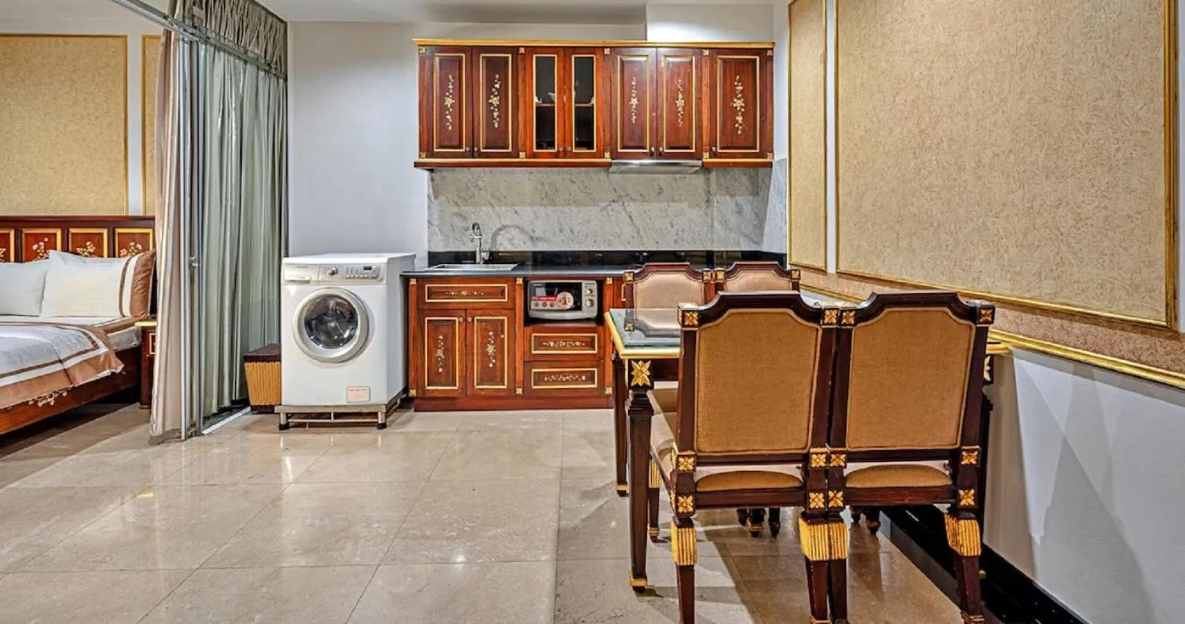 Kitchen or kitchenette, Bed in Nicecy Hotel - Apartment Sai Gon City