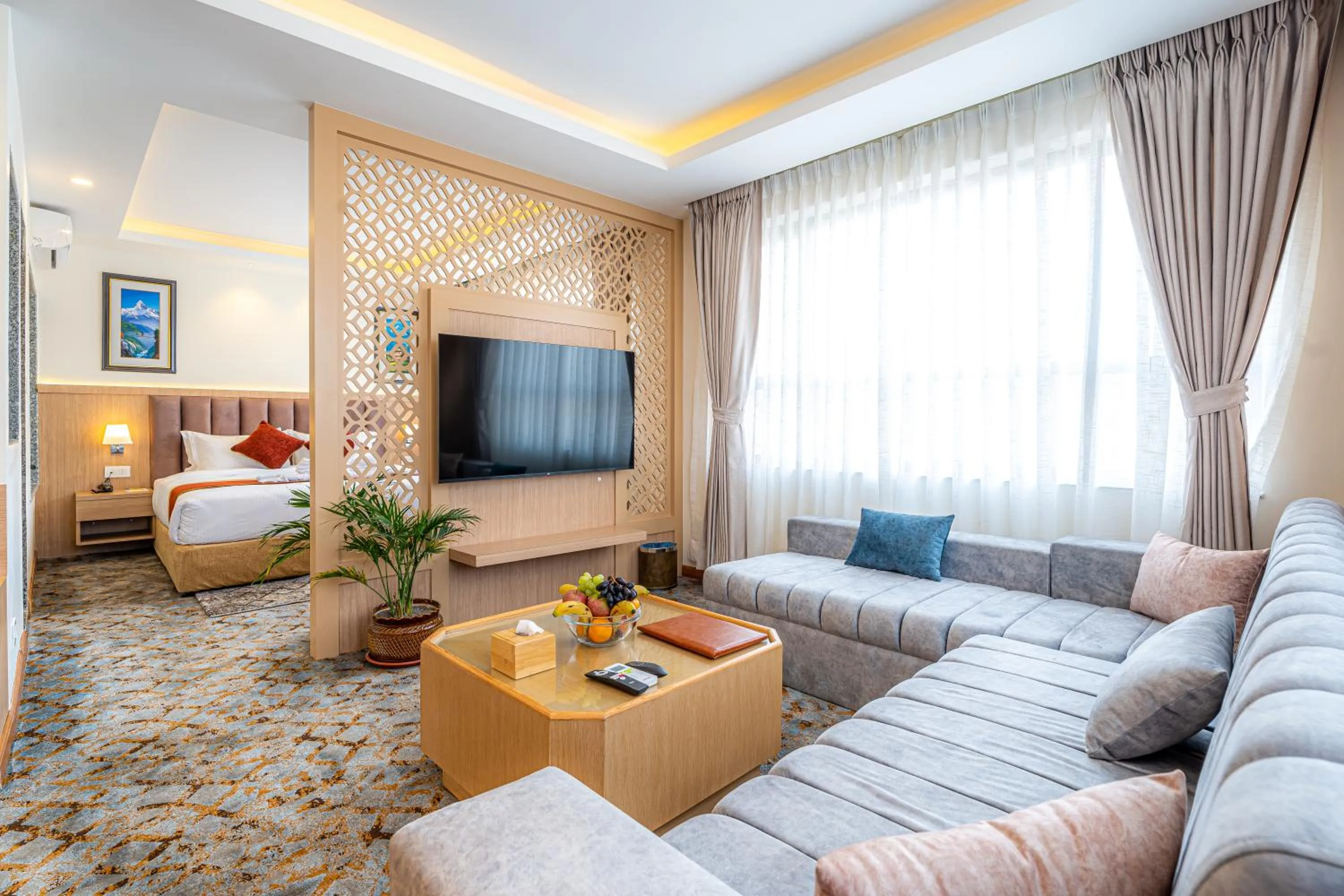 Bed in Hotel Crystal Pashupati