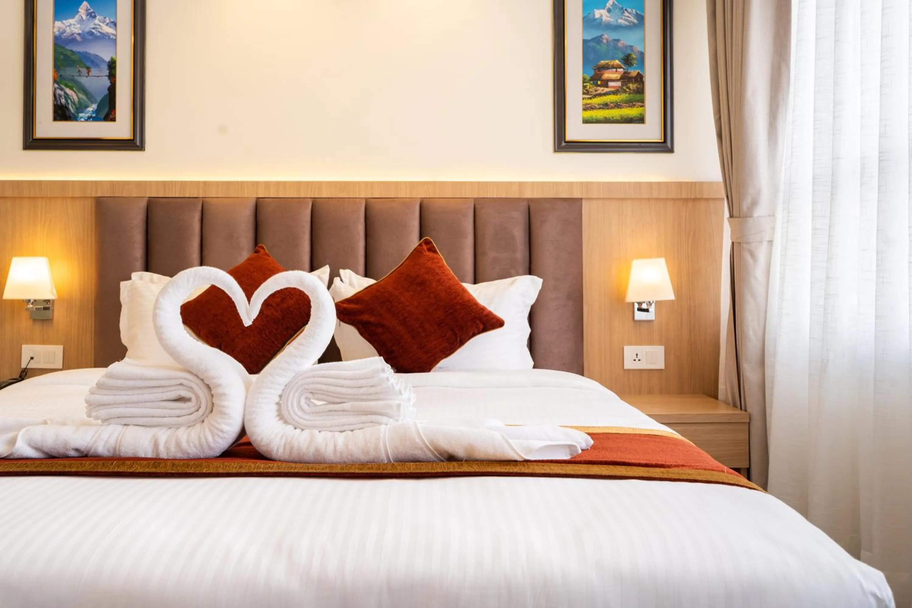 Bed in Hotel Crystal Pashupati