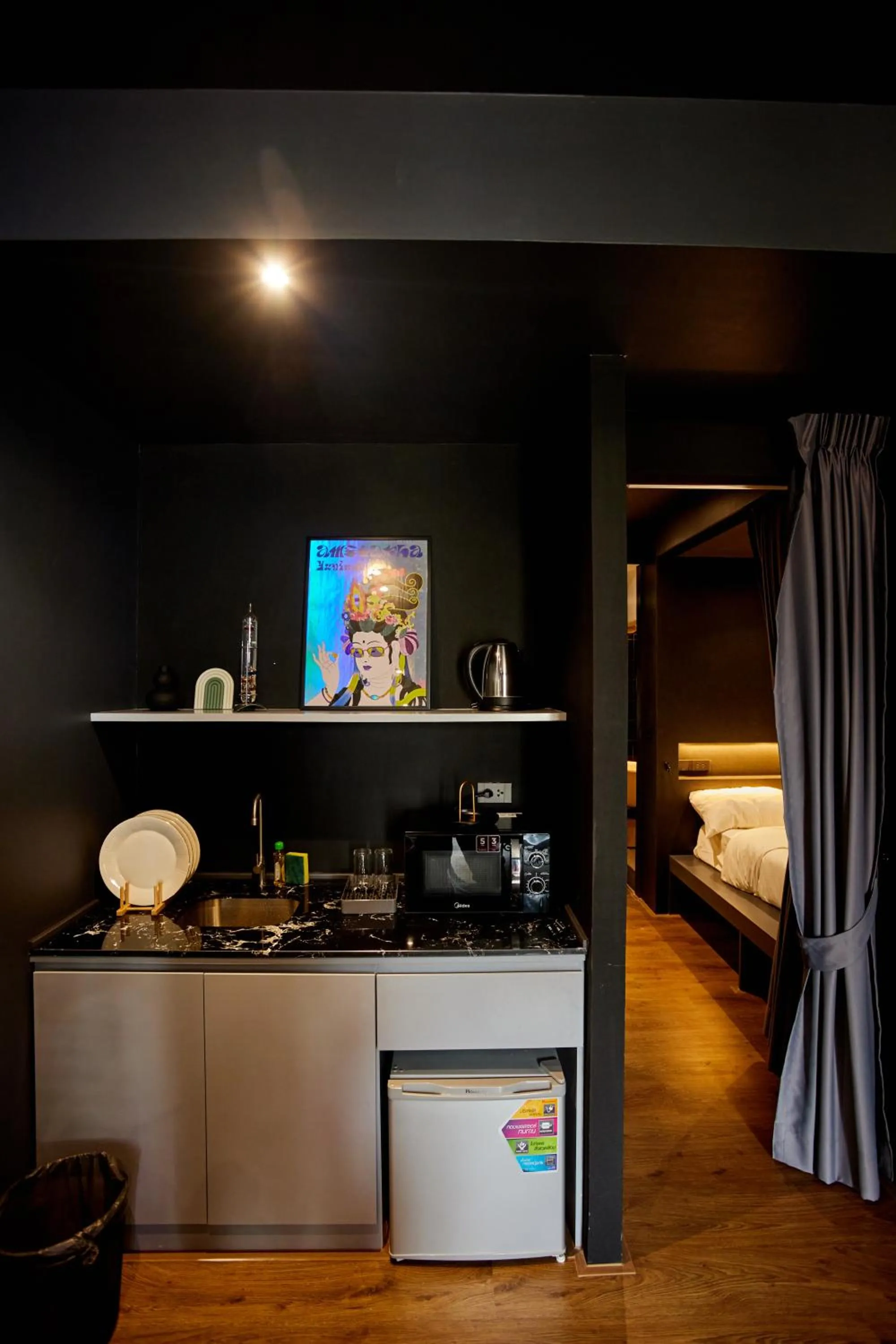 minibar, Bed in HABI Surawong-Silom