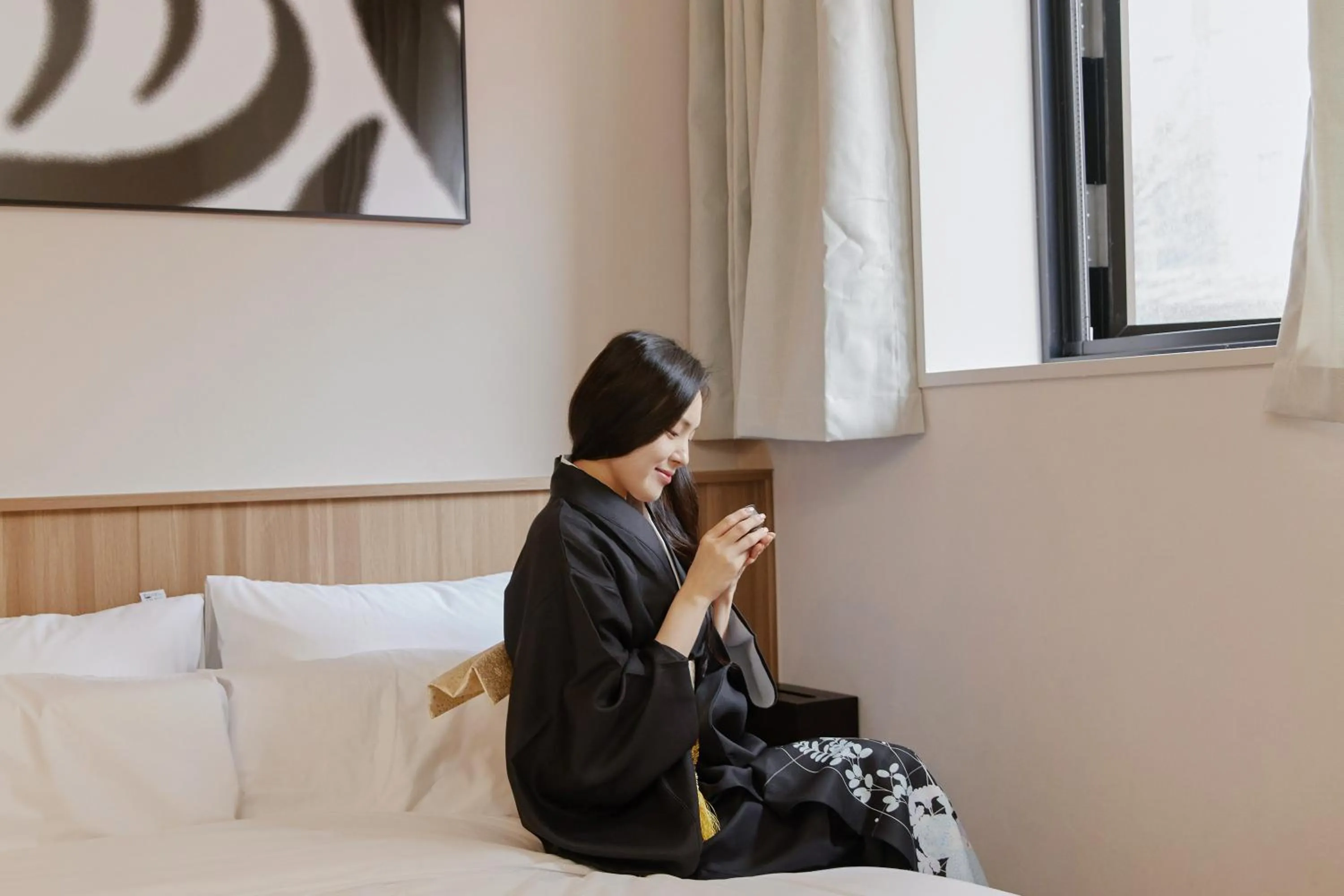 Bed in Aank Ryokan Hotel Paju