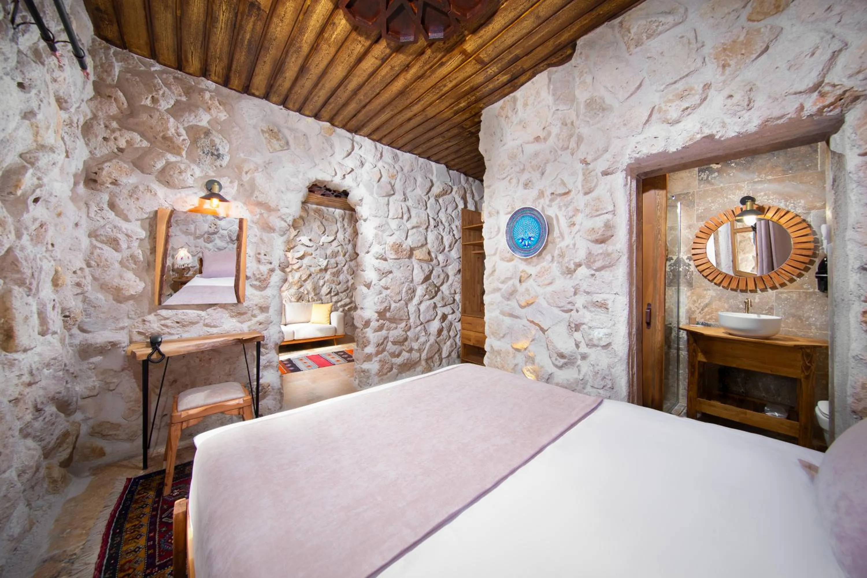 Bedroom, Bed in Cappadocia Cavusin Stone House