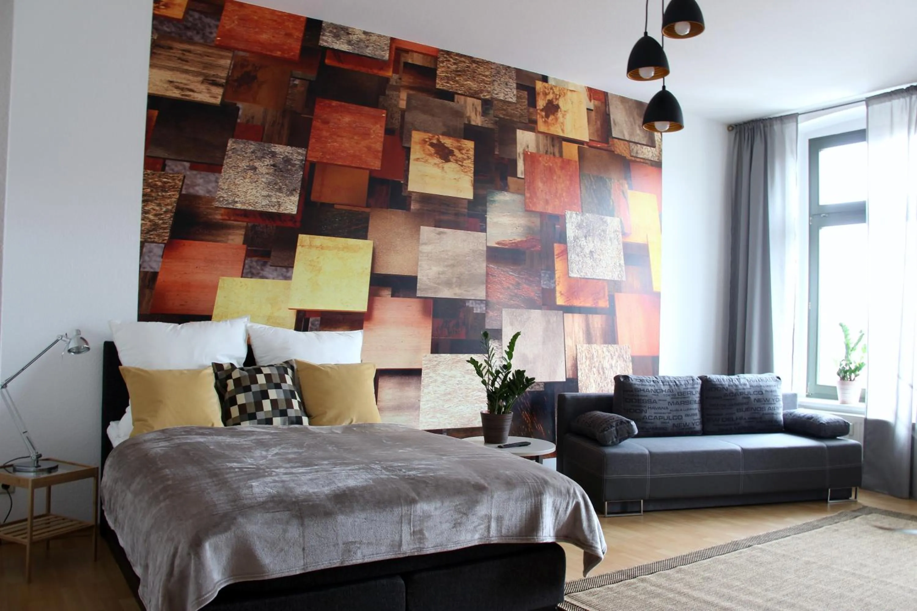 Living room, Bed in Leon Apartments