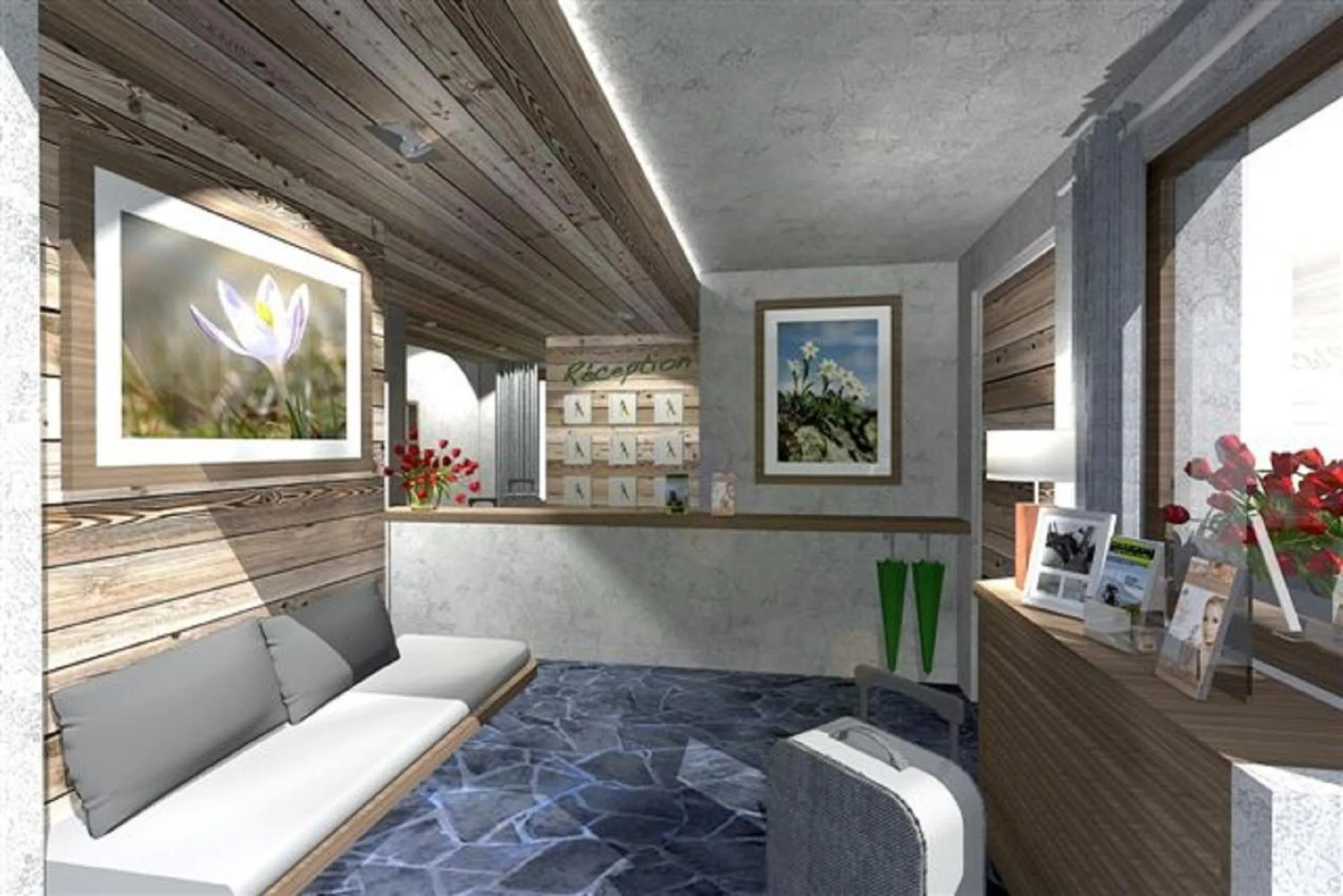 Lobby or reception in Hôtel Flor'Alpes