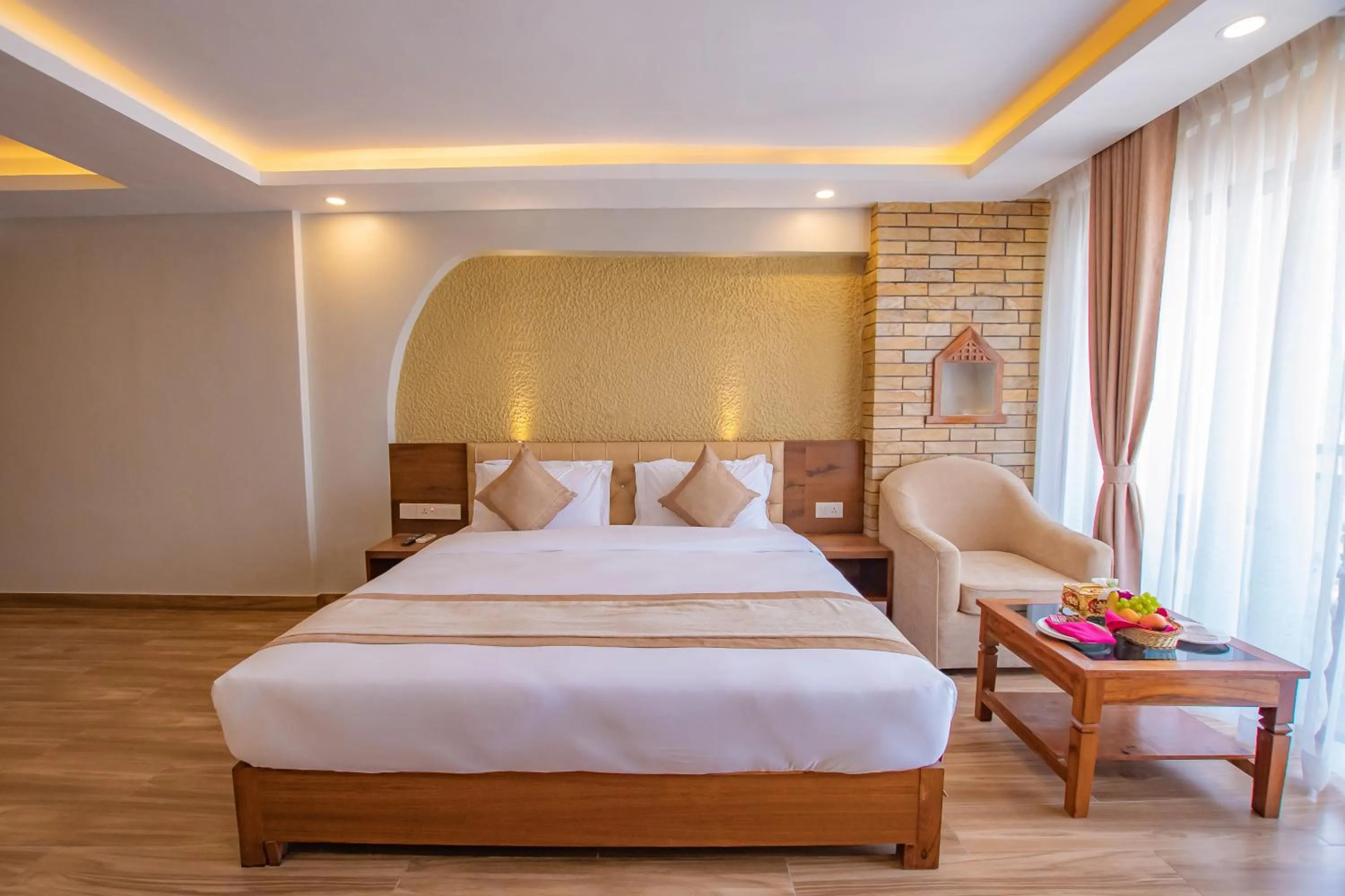 Bed in Hotel Pokhara Village & SPA