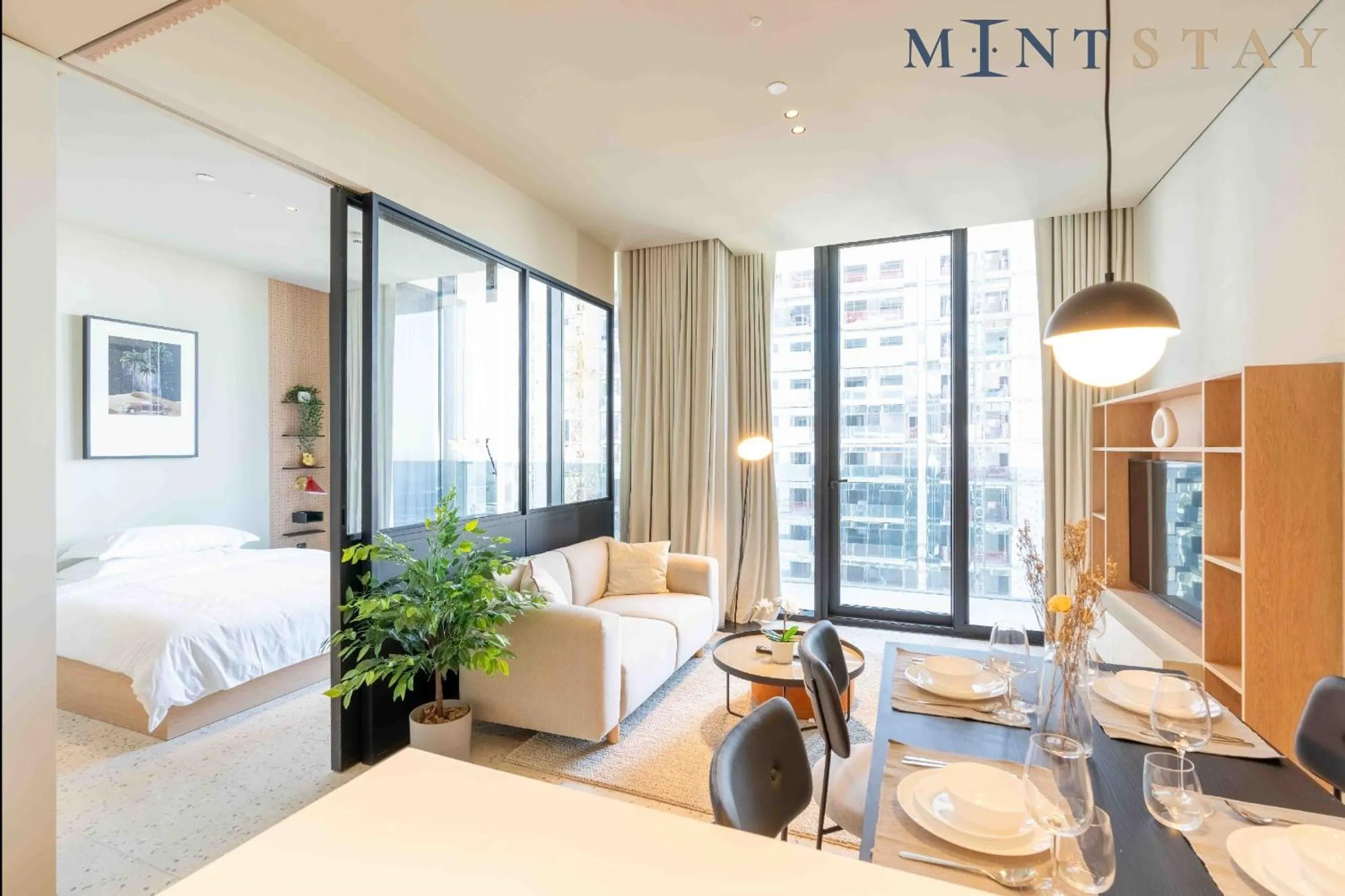 Bed in Upside Living, Business Bay Dubai - Mint Stay