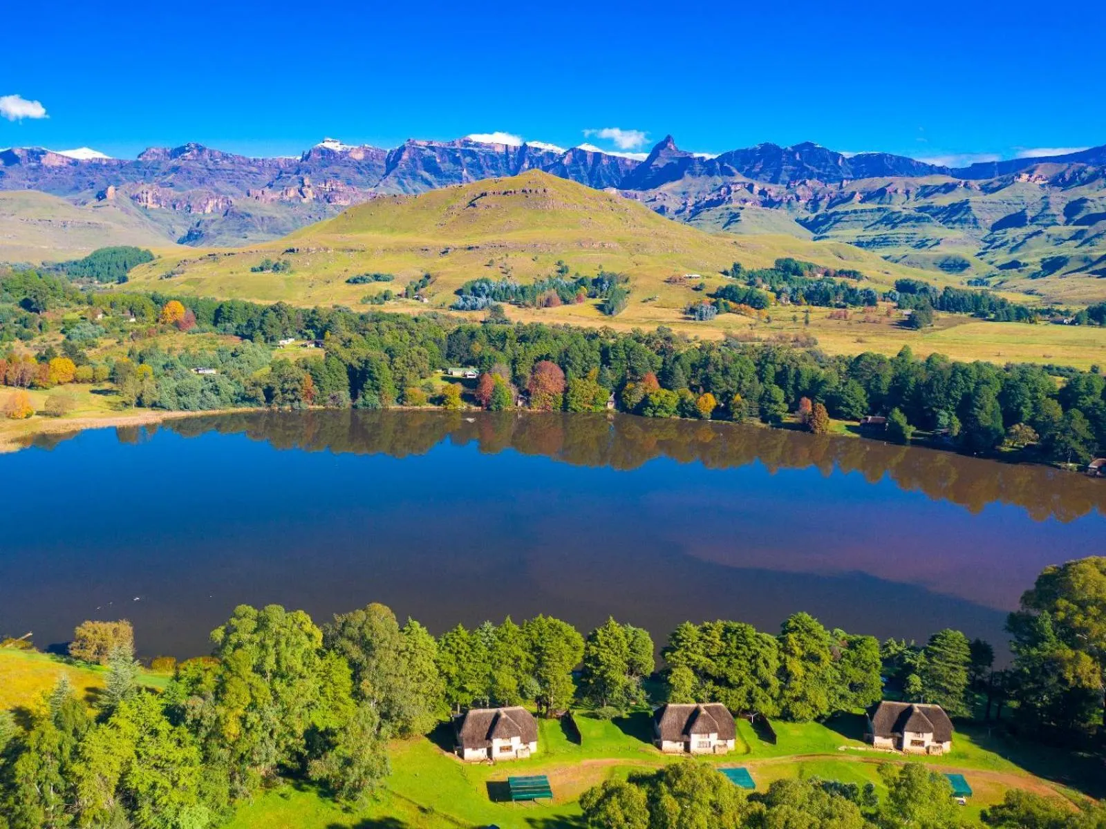 Bird's eye view in Lake Naverone Holiday Cottages