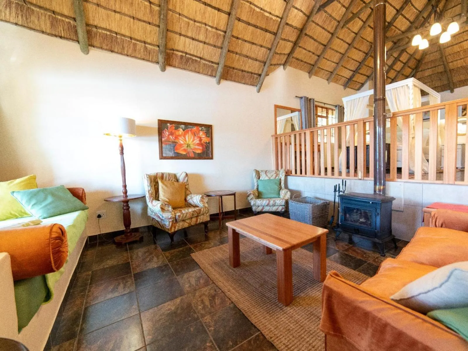 Seating area in Lake Naverone Holiday Cottages