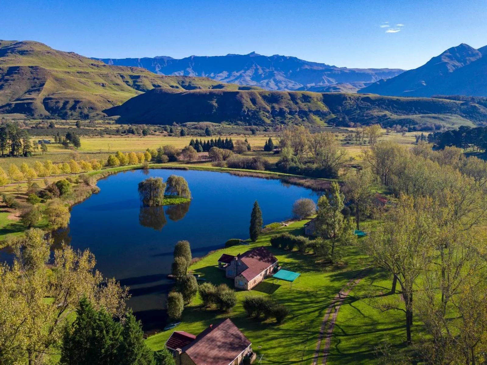 Bird's eye view in Lake Naverone Holiday Cottages