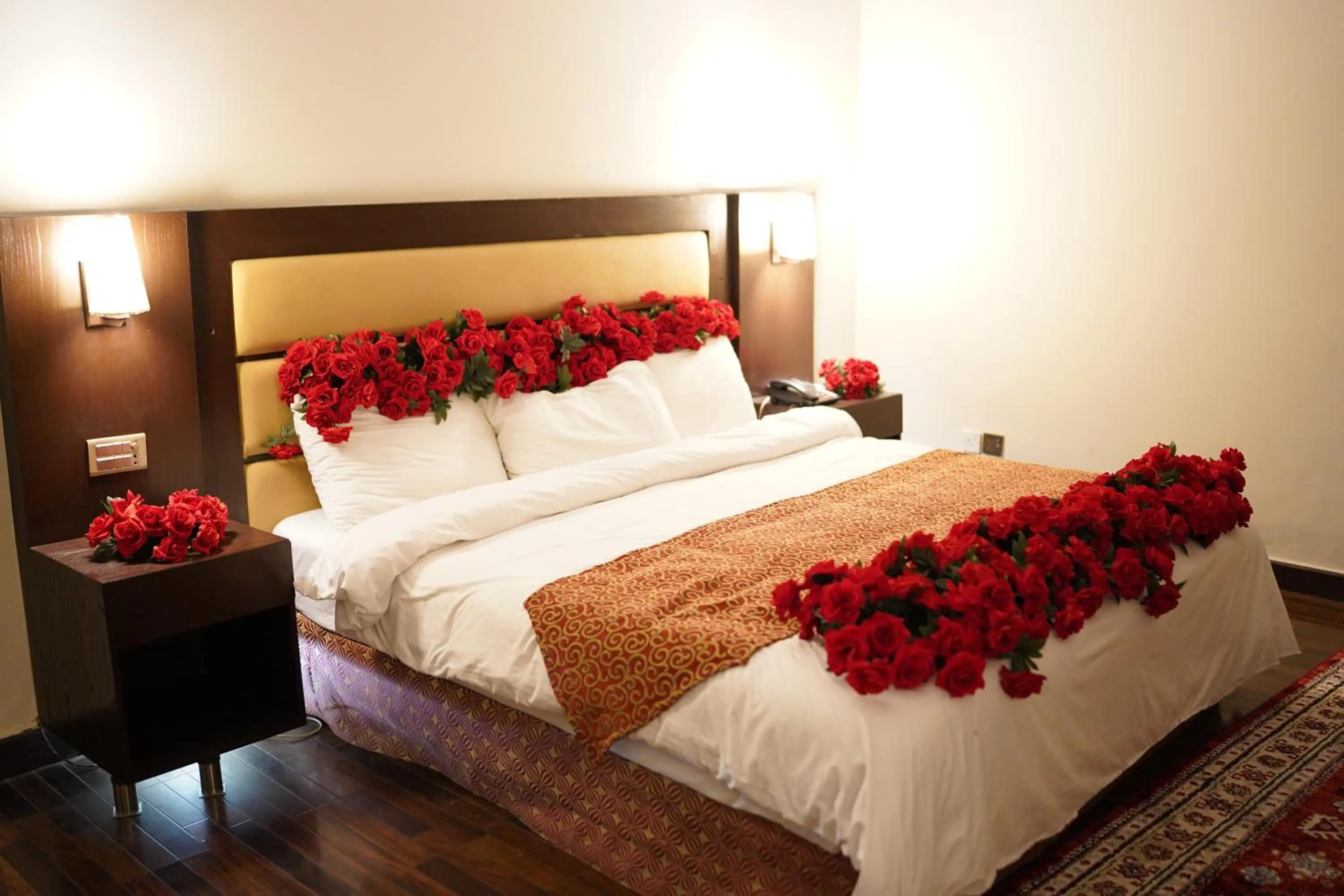 Decorative detail, Bed in Hunza Darbar Hotel