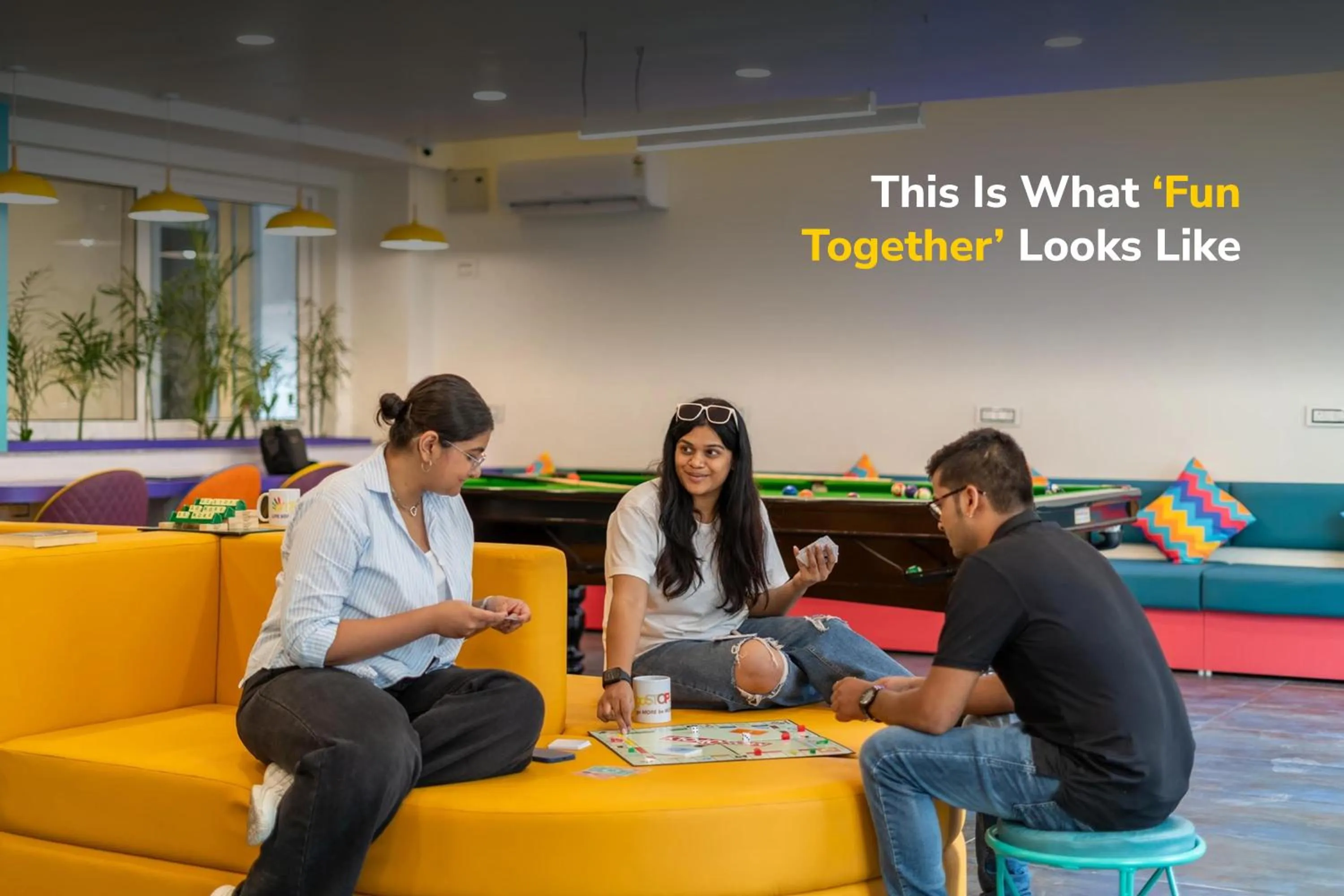 Seating area in goSTOPS PLUS Rishikesh Tapovan