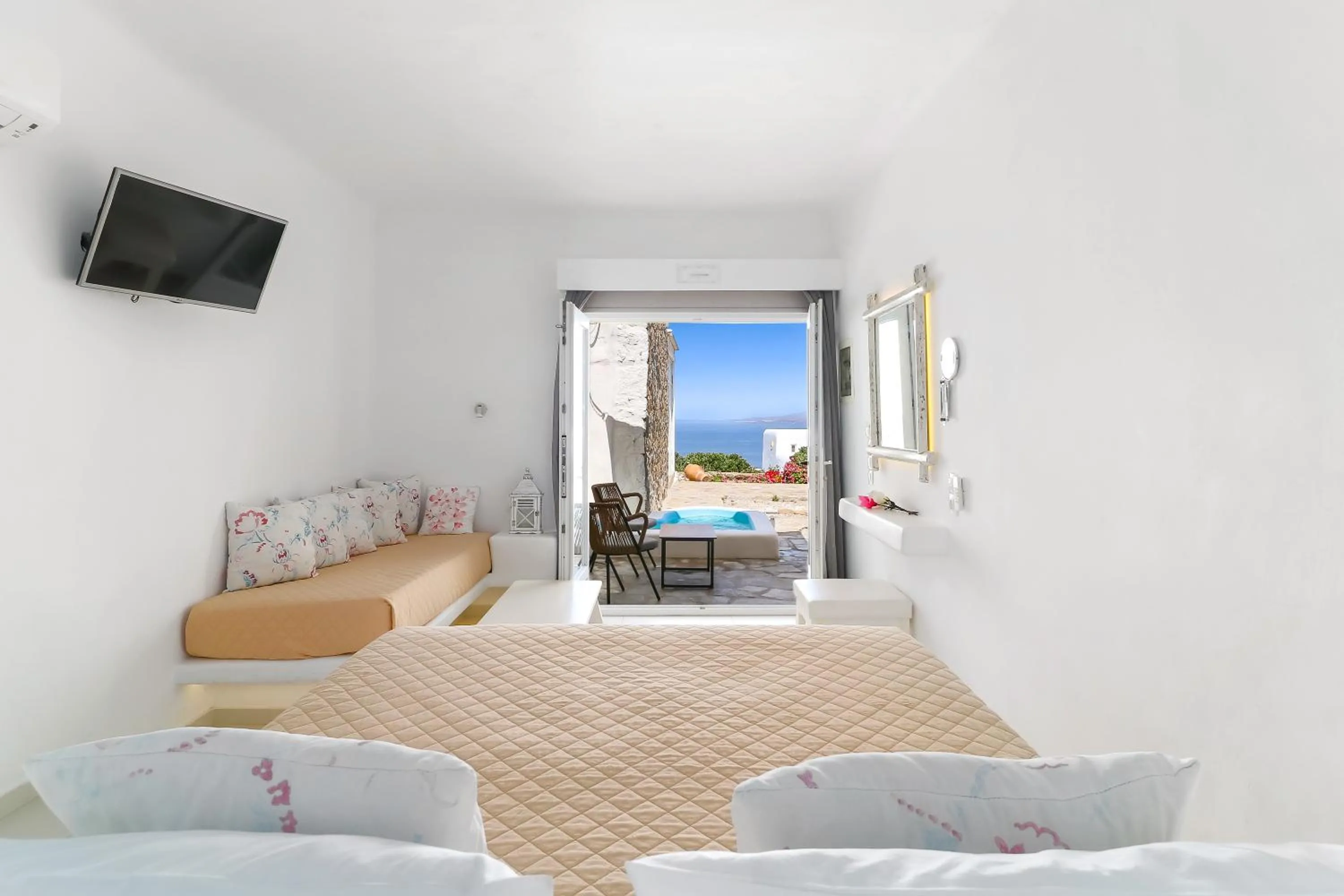 Bedroom, Bed in Manolia View Mykonos