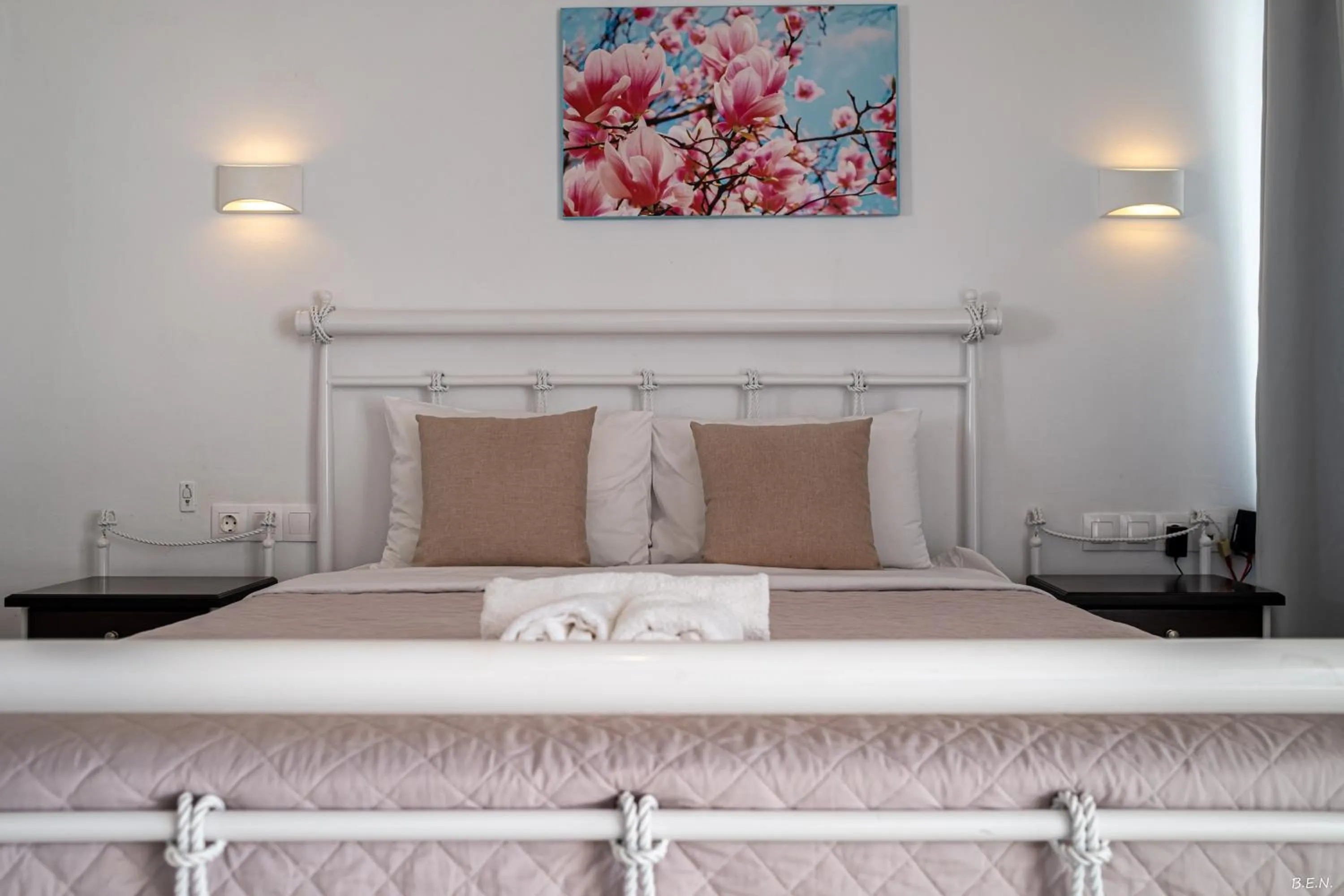 Bed in Manolia View Mykonos