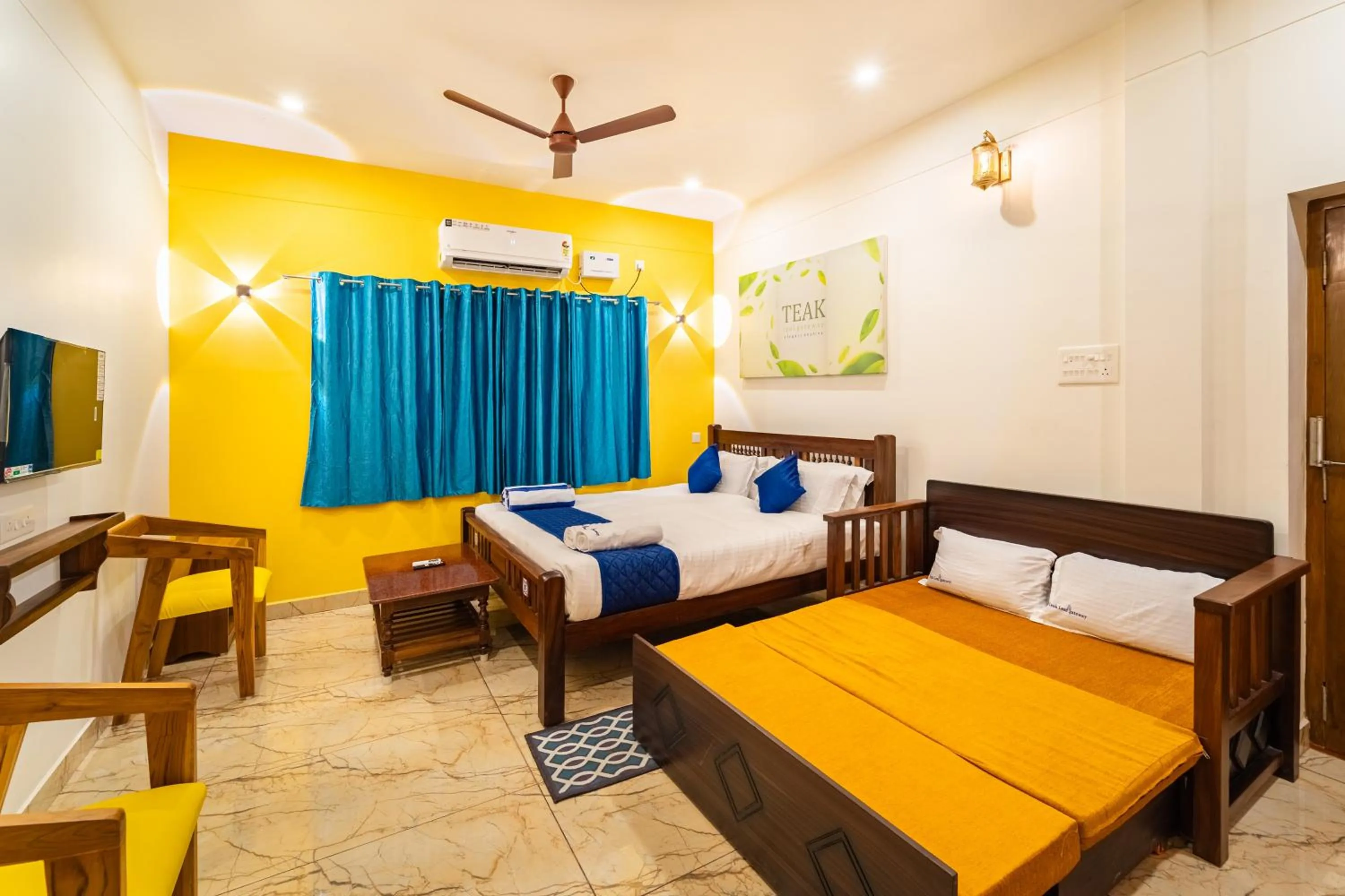 Bedroom, Bed in Teak Leaf Gateway Villa with Swimming Pool Indoor Games