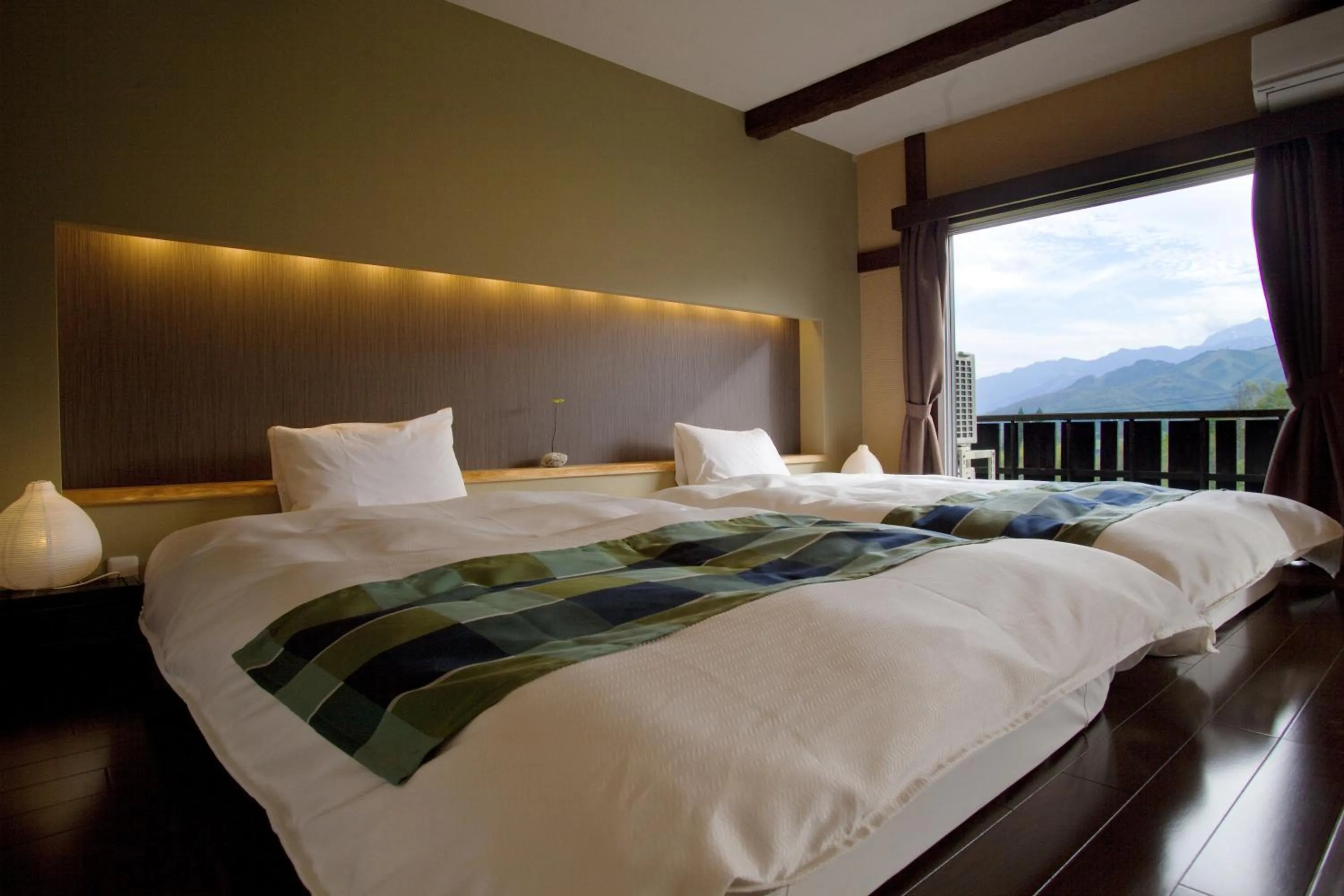 Bed in Hotel Hakuba Berghaus