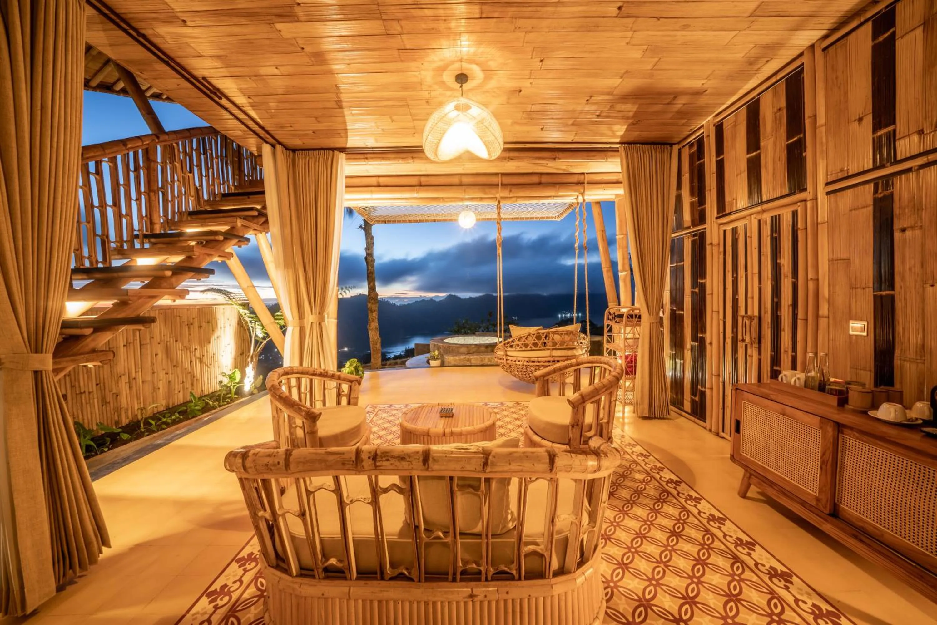 Balcony/Terrace in The Dewi Eco Bamboo Villa