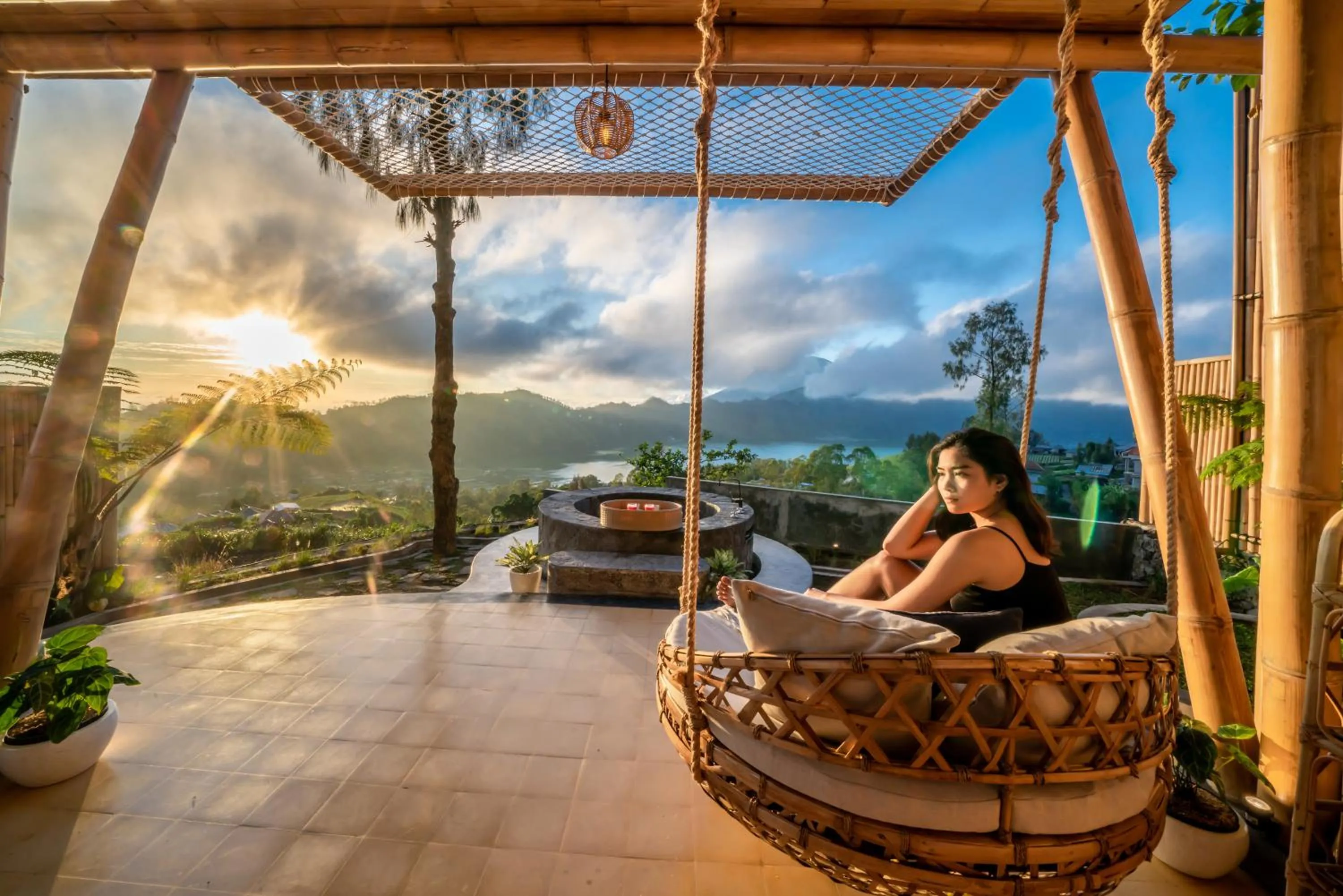 Seating area in The Dewi Eco Bamboo Villa