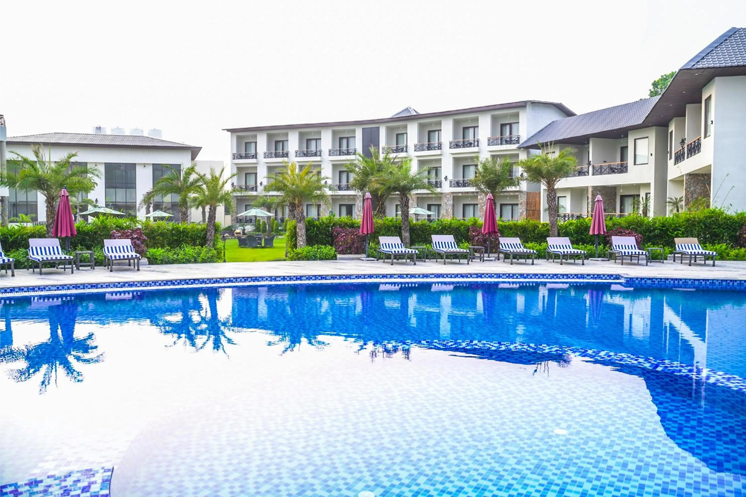 Swimming pool in Shervani Pebbles & Pines Resort & Spa, Corbett