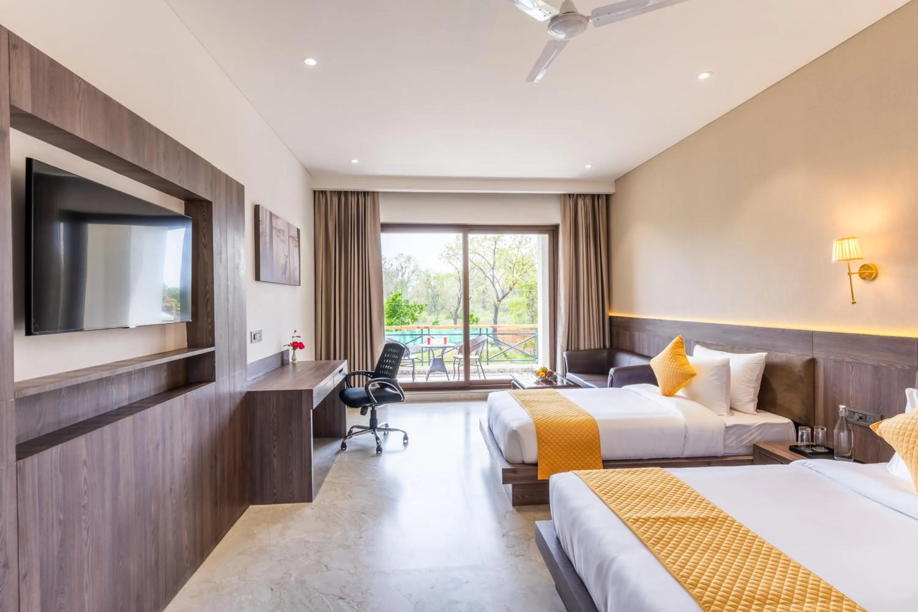 Bed in Shervani Pebbles & Pines Resort & Spa, Corbett