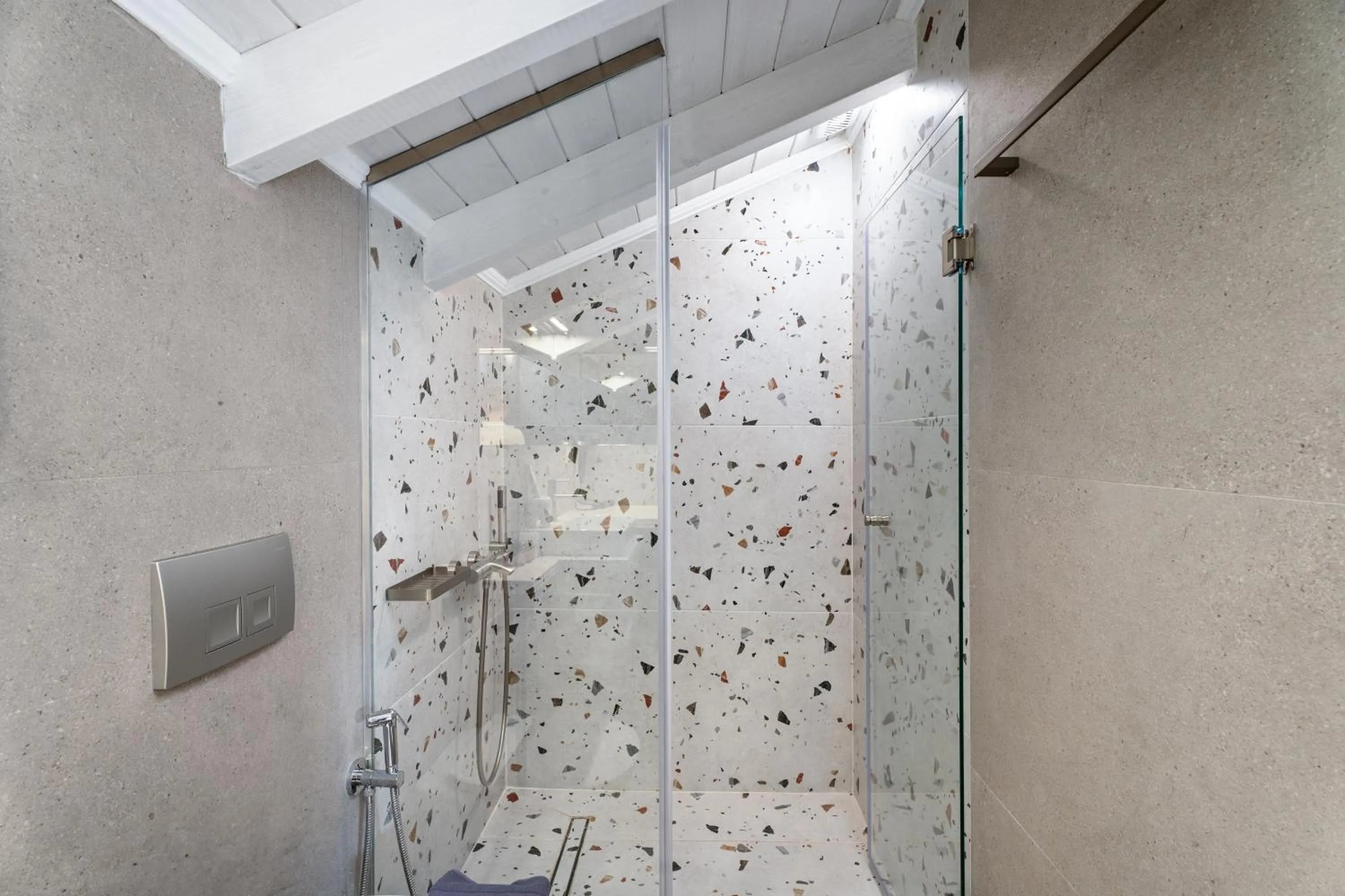 Shower in Ennea Muses Rooms and Suites