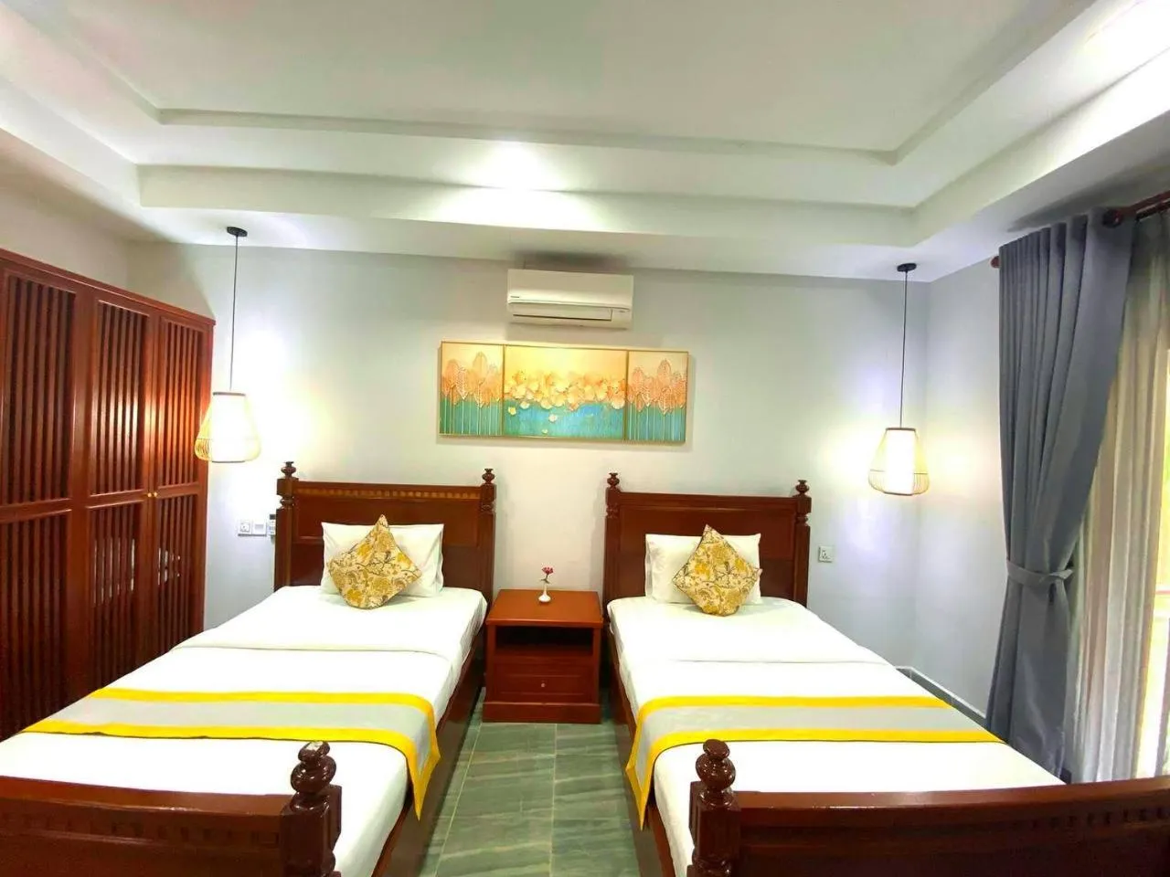 Bed in Ganesha Kampot Resort