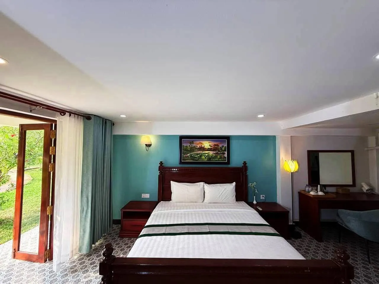 Bed in Ganesha Kampot Resort