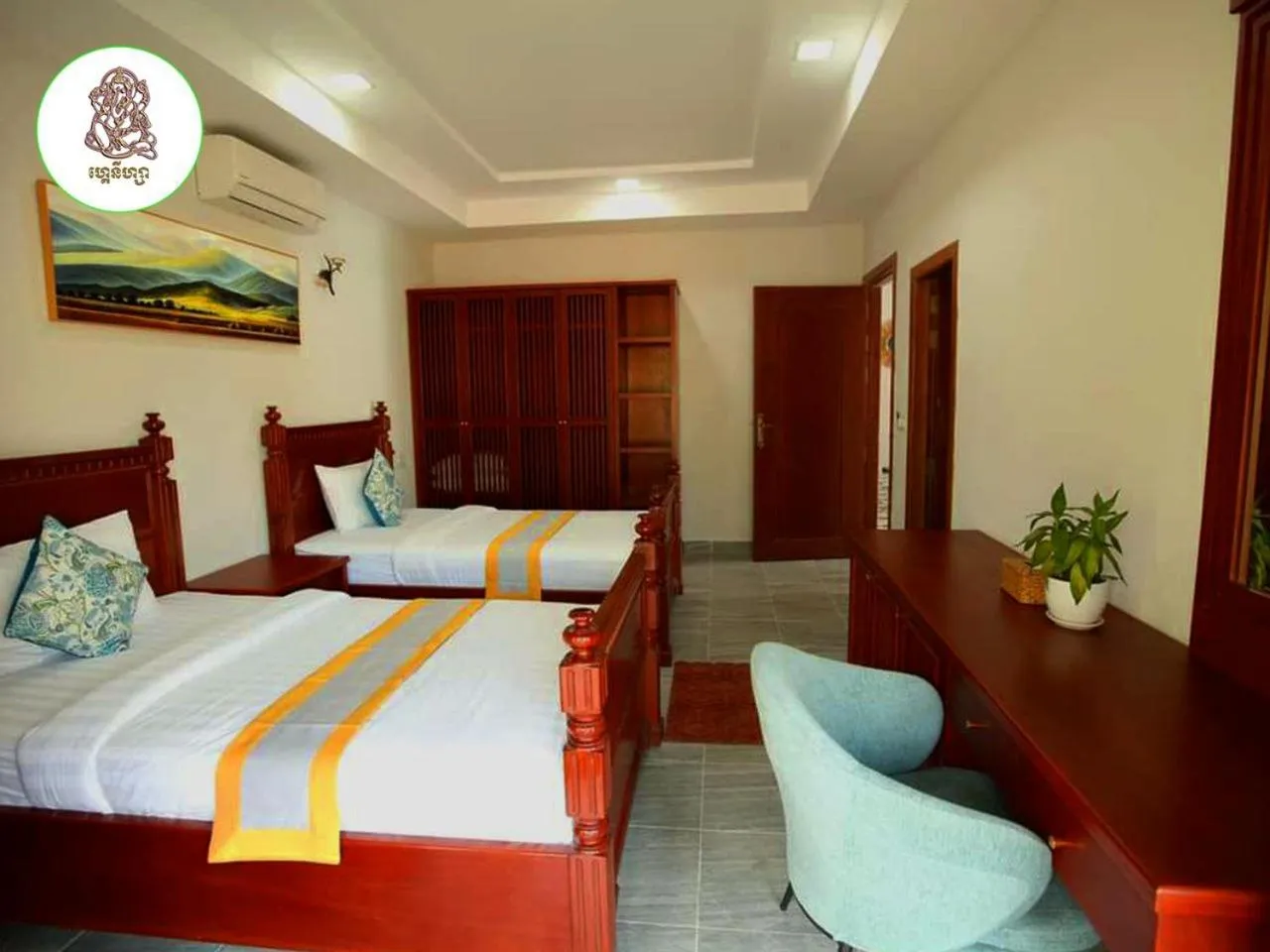 Bed in Ganesha Kampot Resort