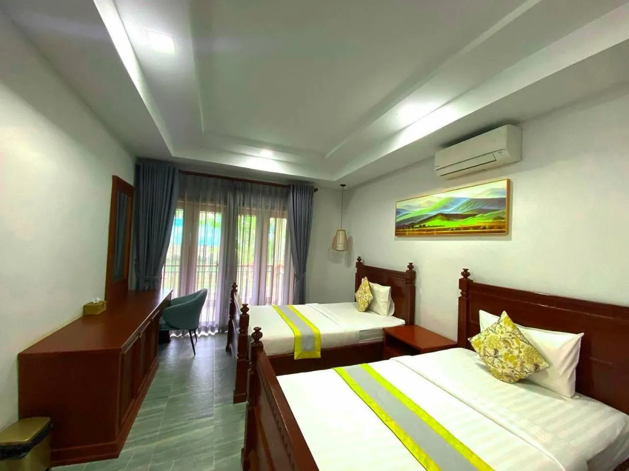 Bed in Ganesha Kampot Resort