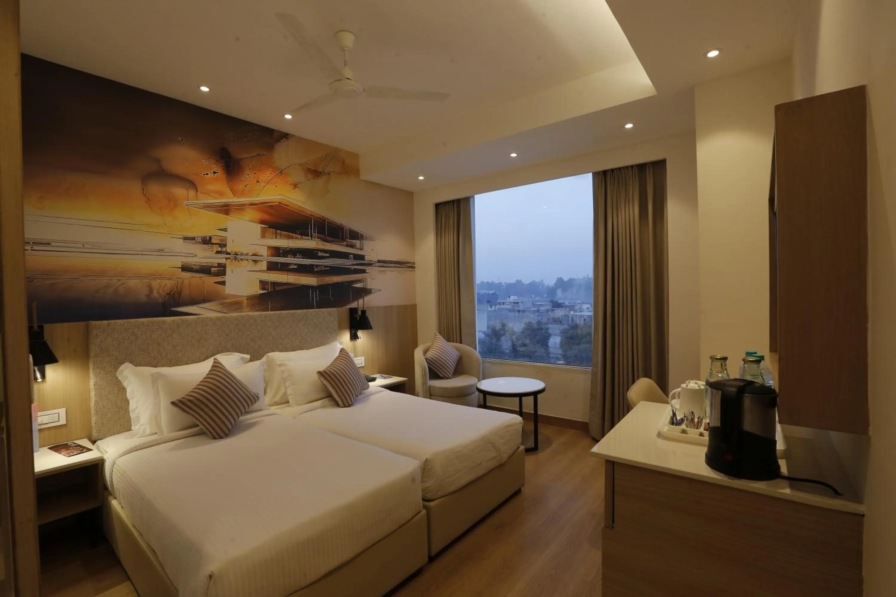 View (from property/room), Bed in Tulip Inn Zirakpur