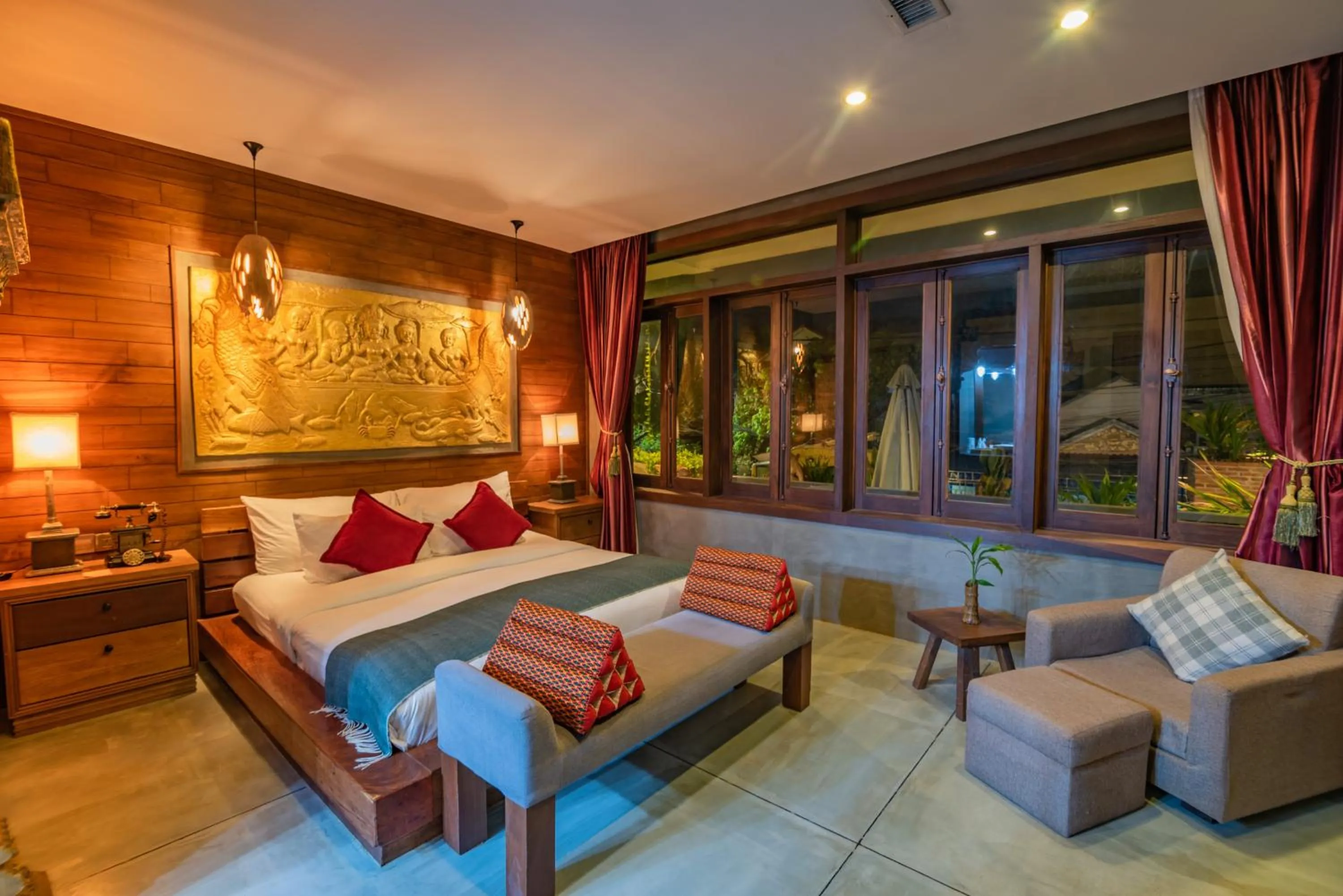 Bed in Cambana d'Angkor Suites