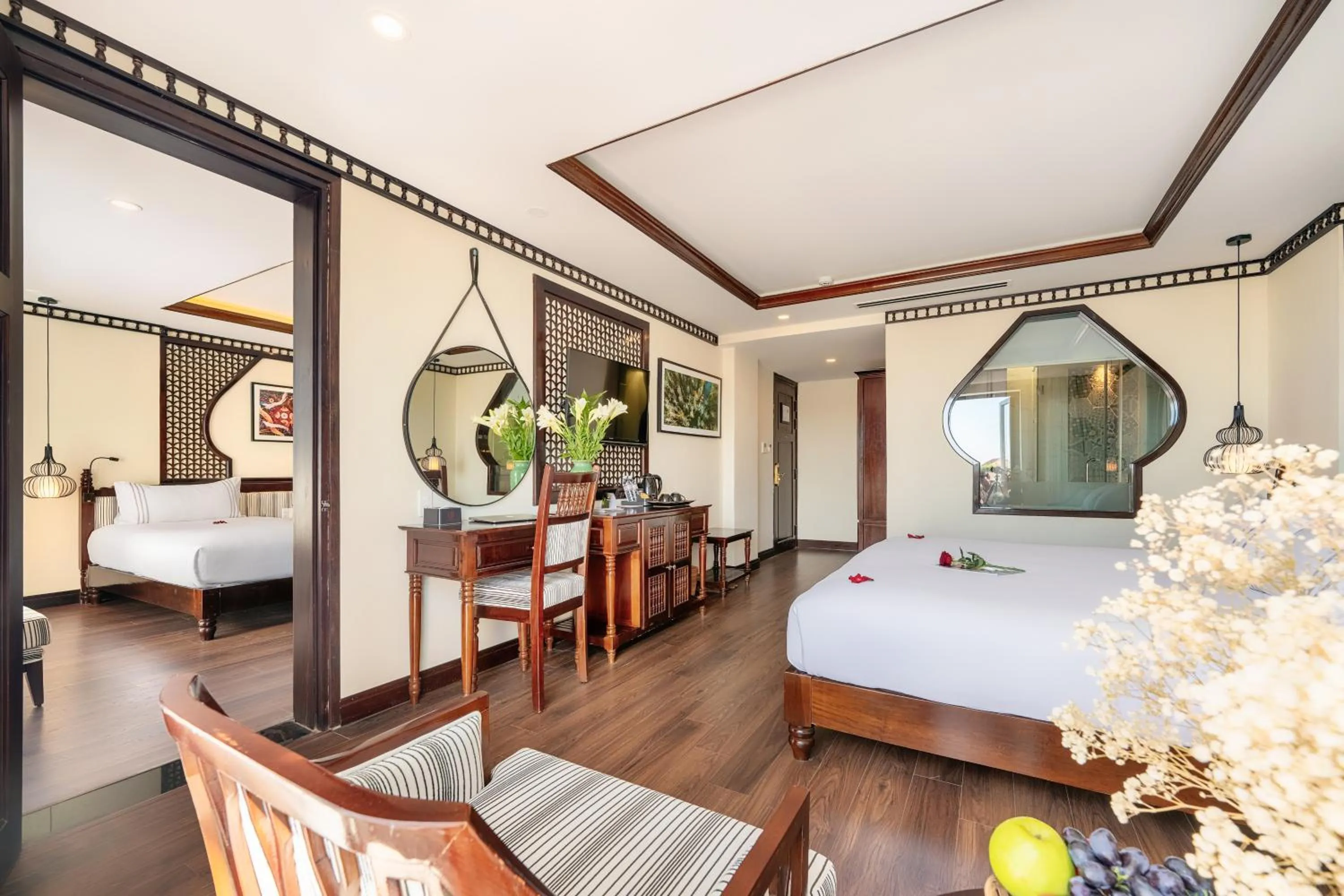 Bed in Qualia De Hôtel Hoi An - Rooftop Bar City View