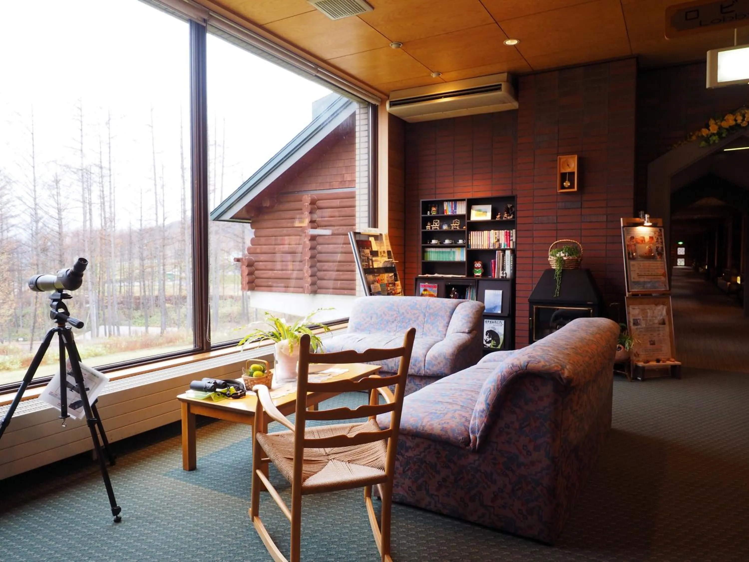 Seating area in Log Hotel Larch Lake Kanayama