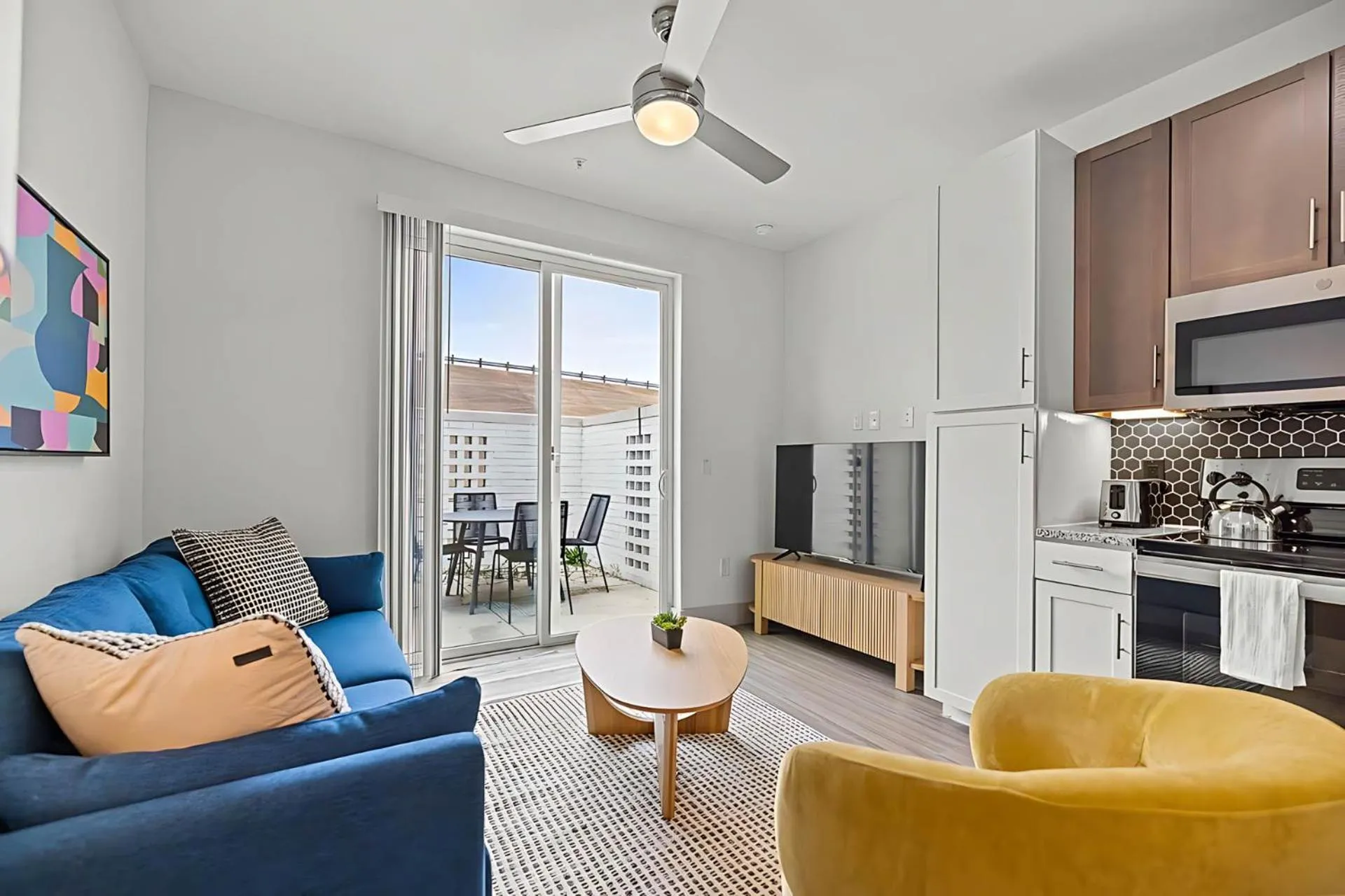 Living room in Placemakr Downtown Austin