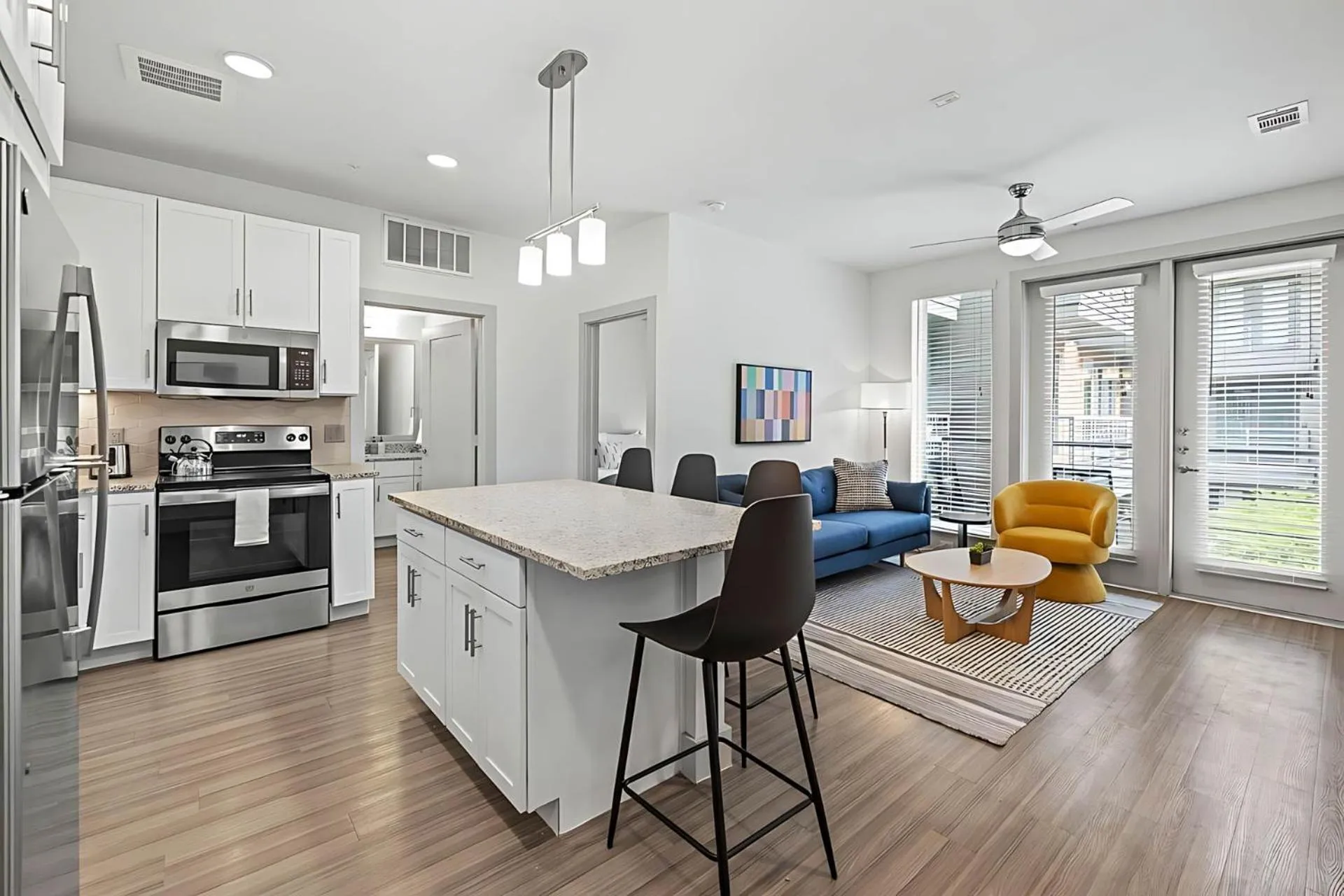 Living room in Placemakr Downtown Austin