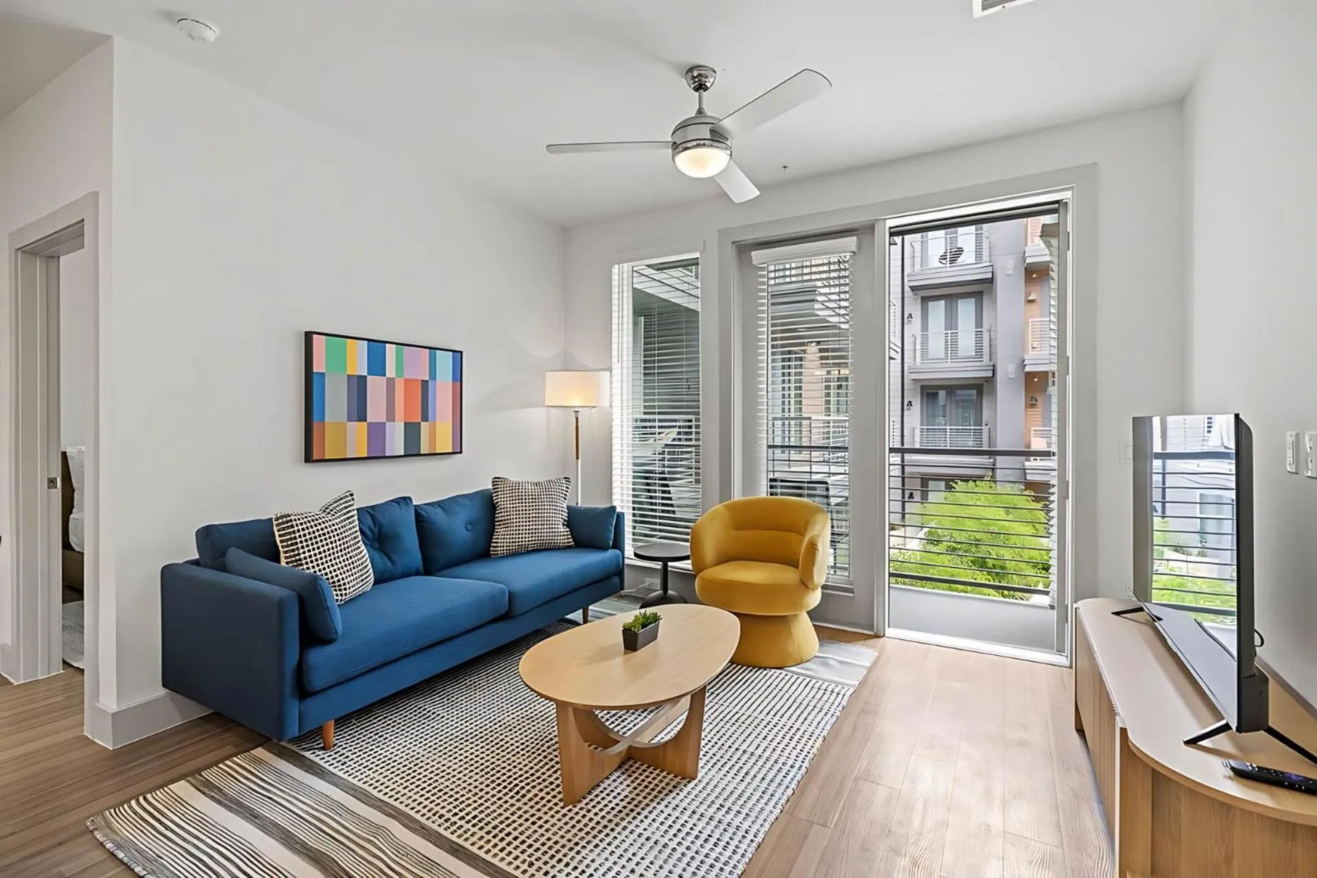 Living room in Placemakr Downtown Austin