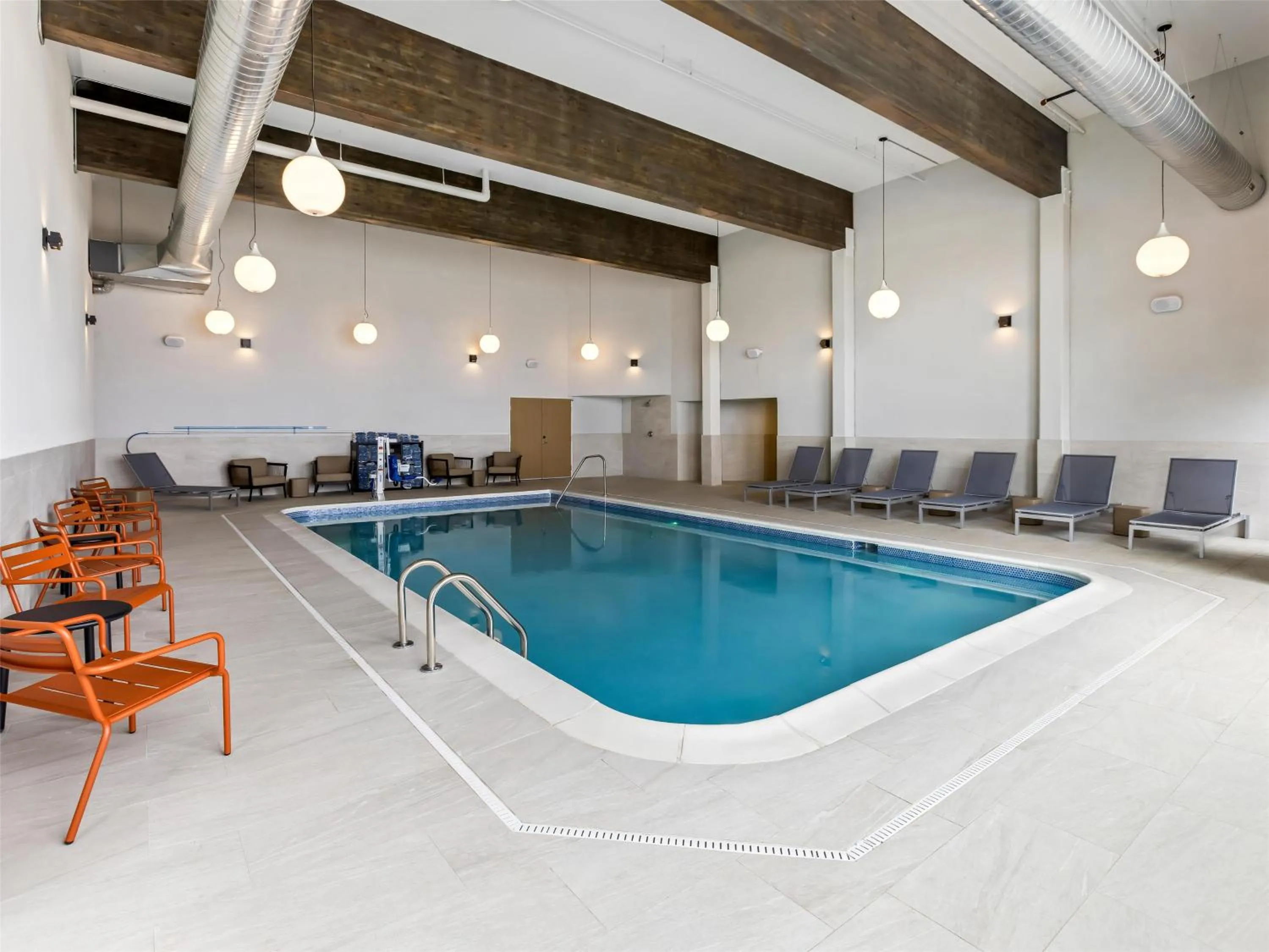 Pool view in Hampton Inn St Ignace Lakefront Mackinac