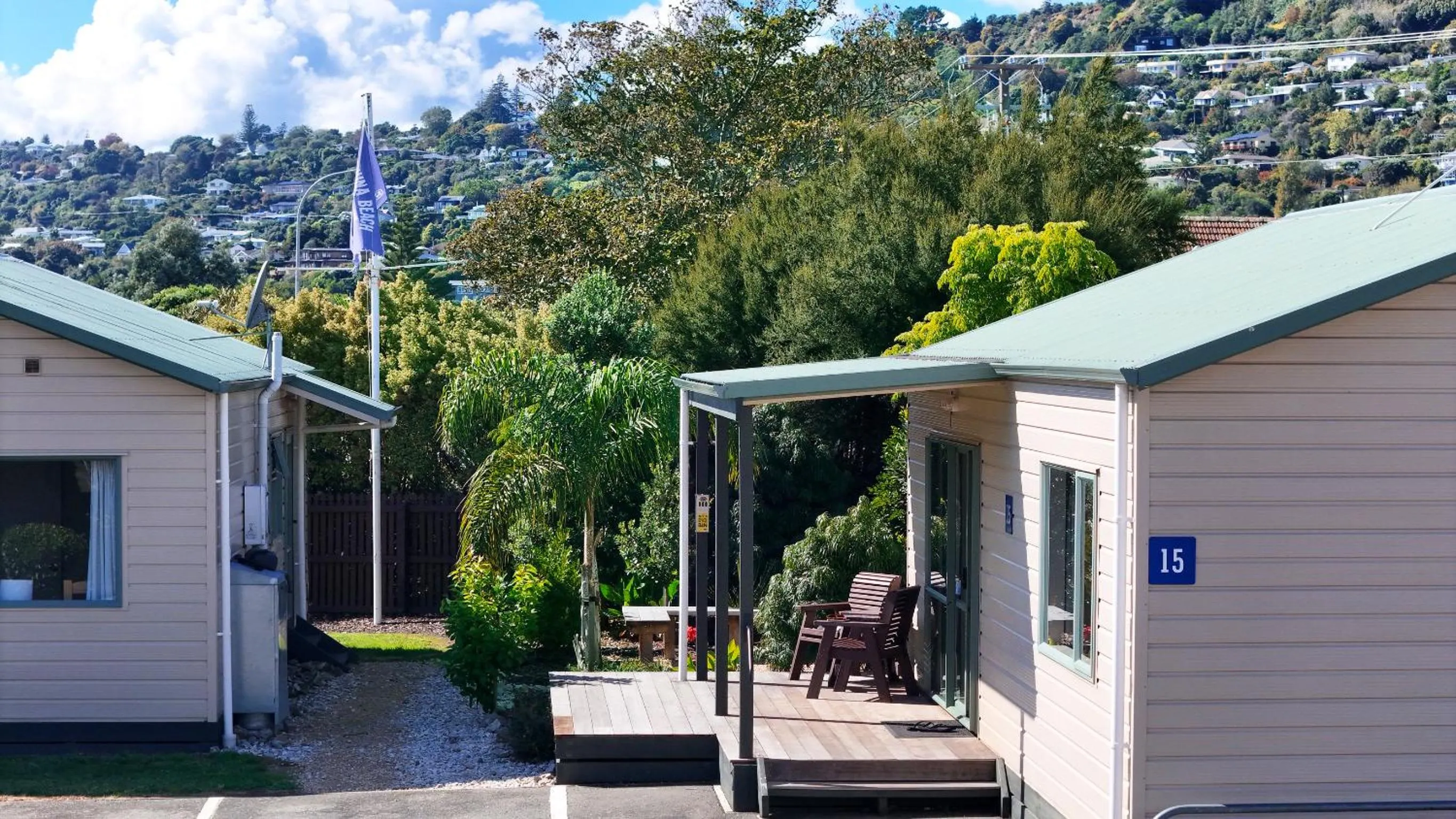 Property building in Tāhuna Beach Holiday Park