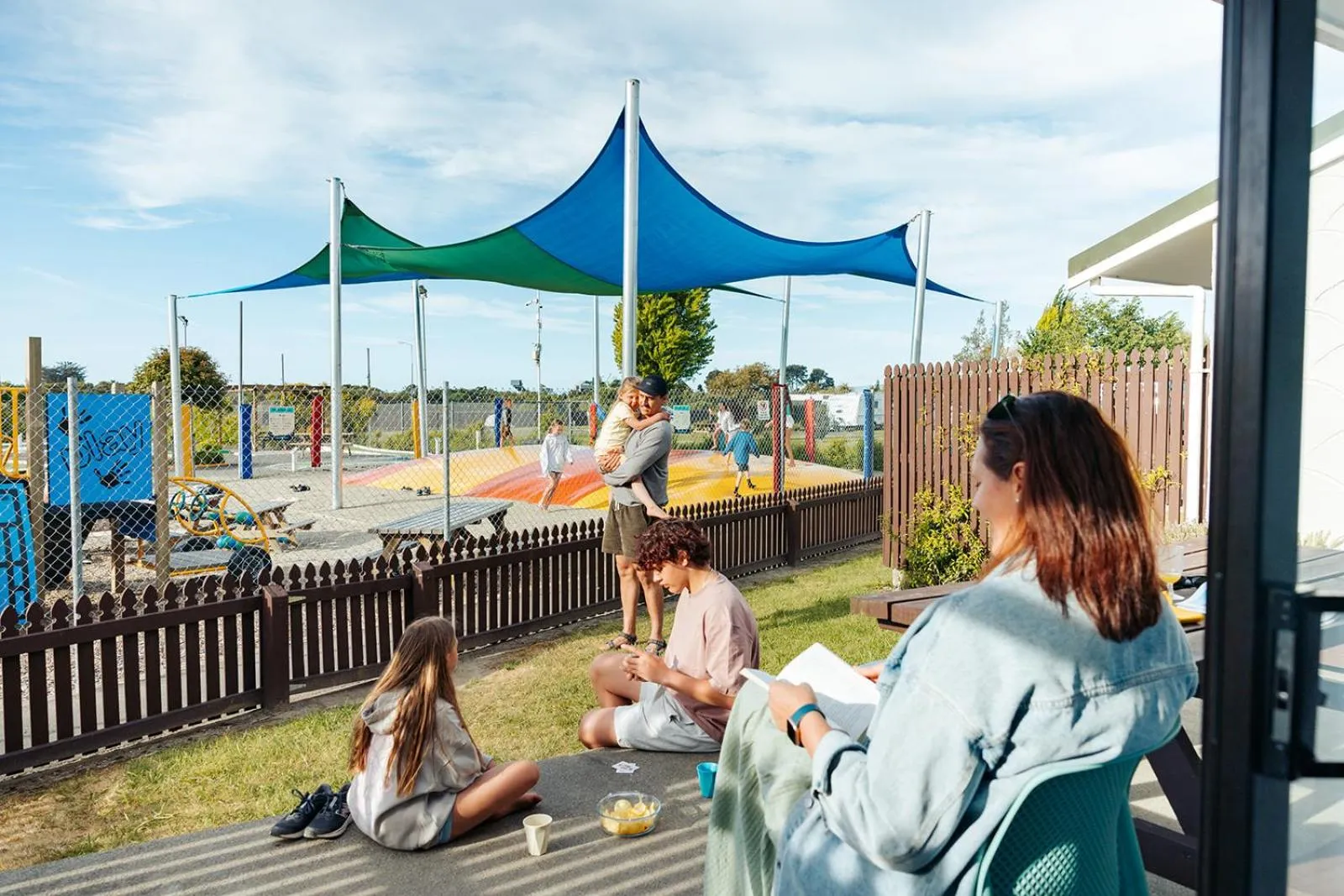 Children play ground in Tāhuna Beach Holiday Park