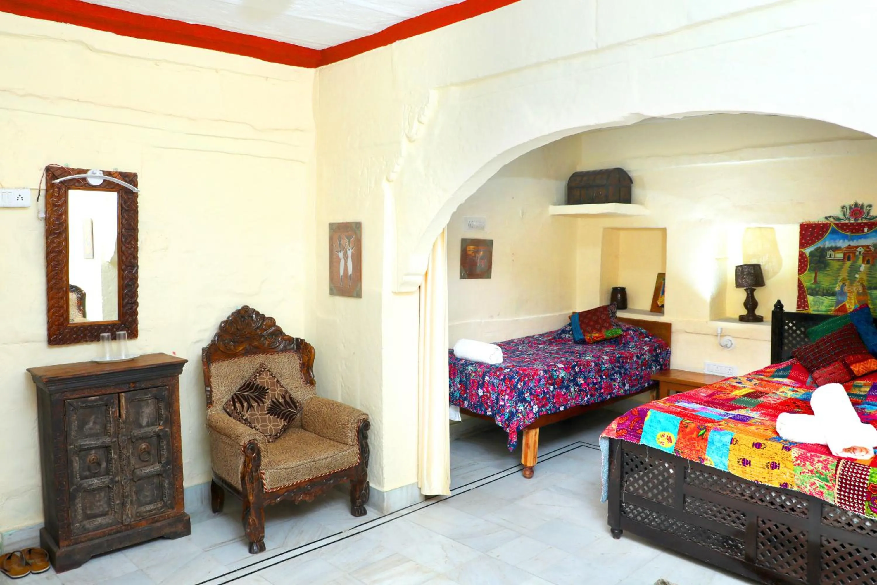 Bedroom, Bed in Jodhpur Heritage Haveli Guest House