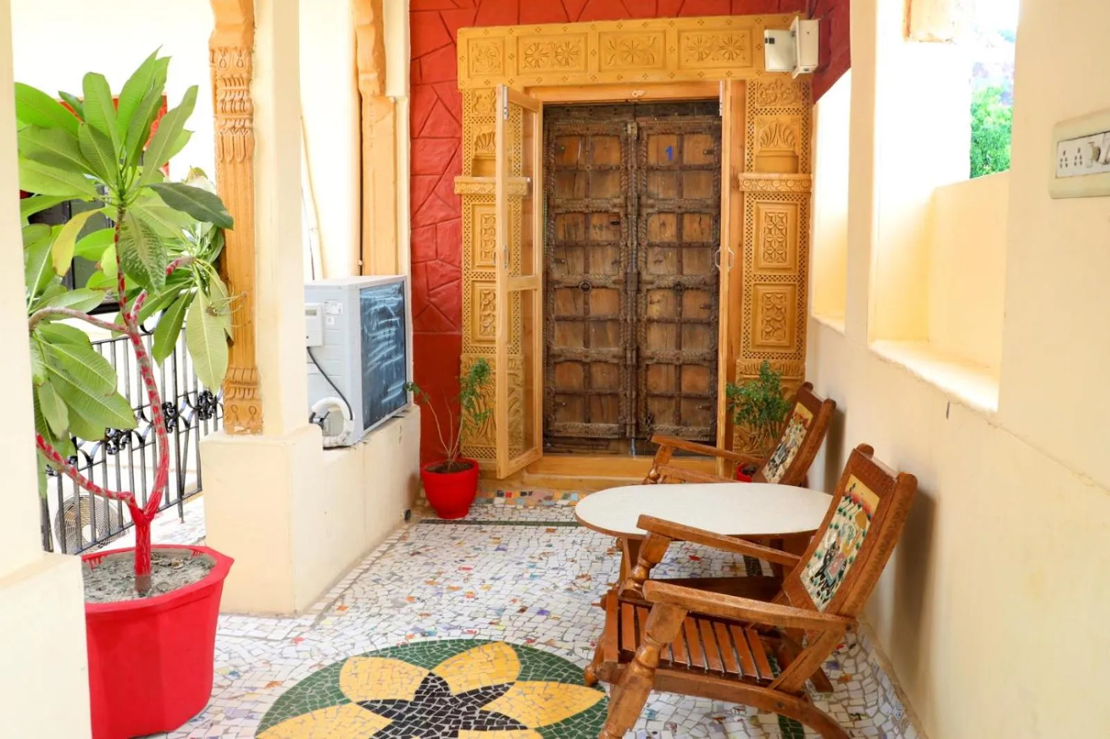 Seating area in Jodhpur Heritage Haveli Guest House