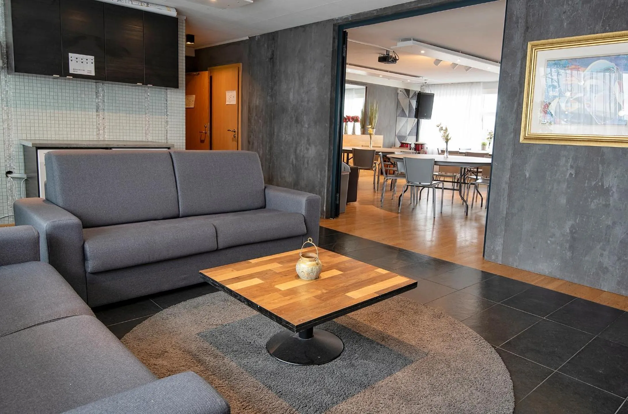 Seating area in B14 Hostel