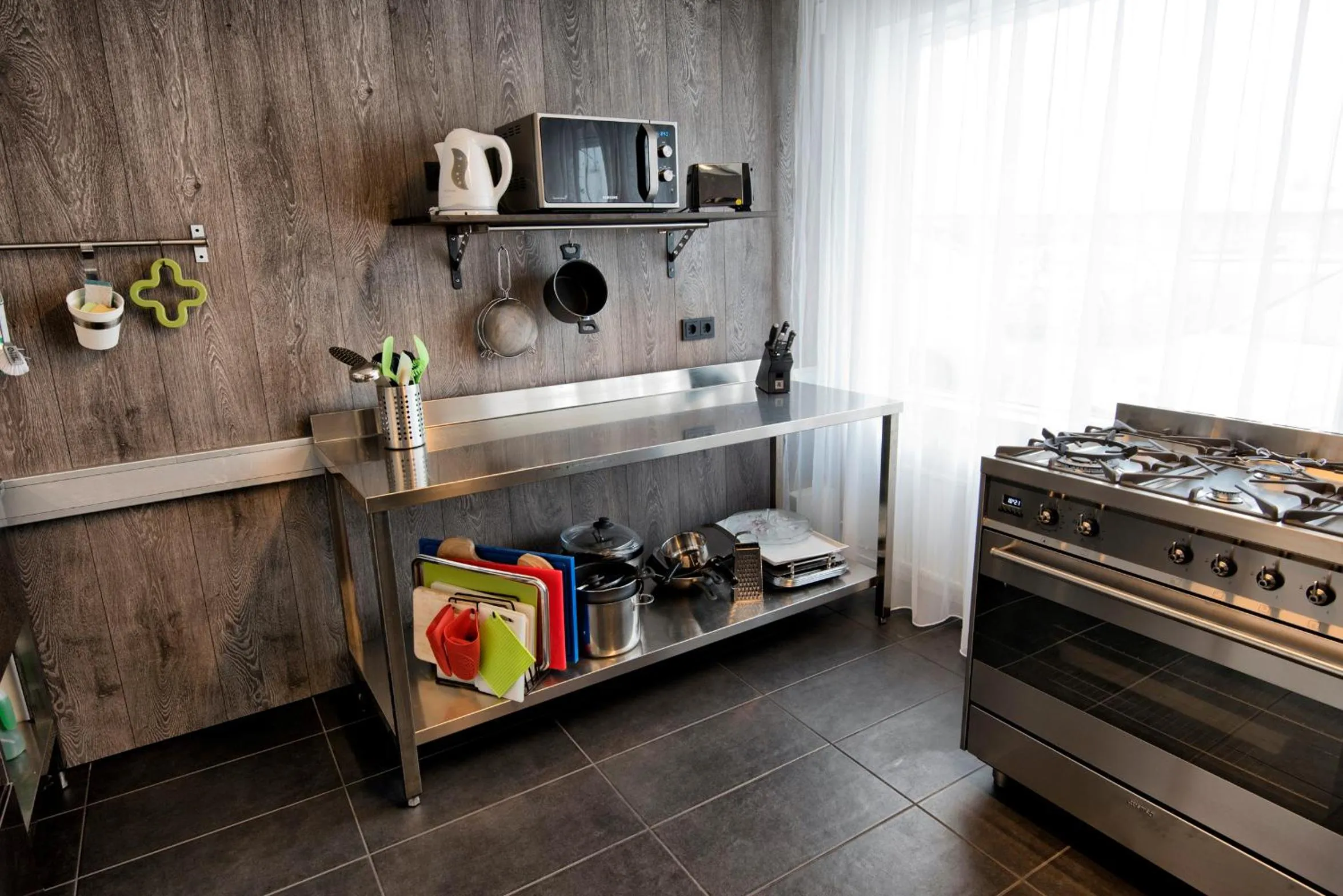 Communal kitchen in B14 Hostel