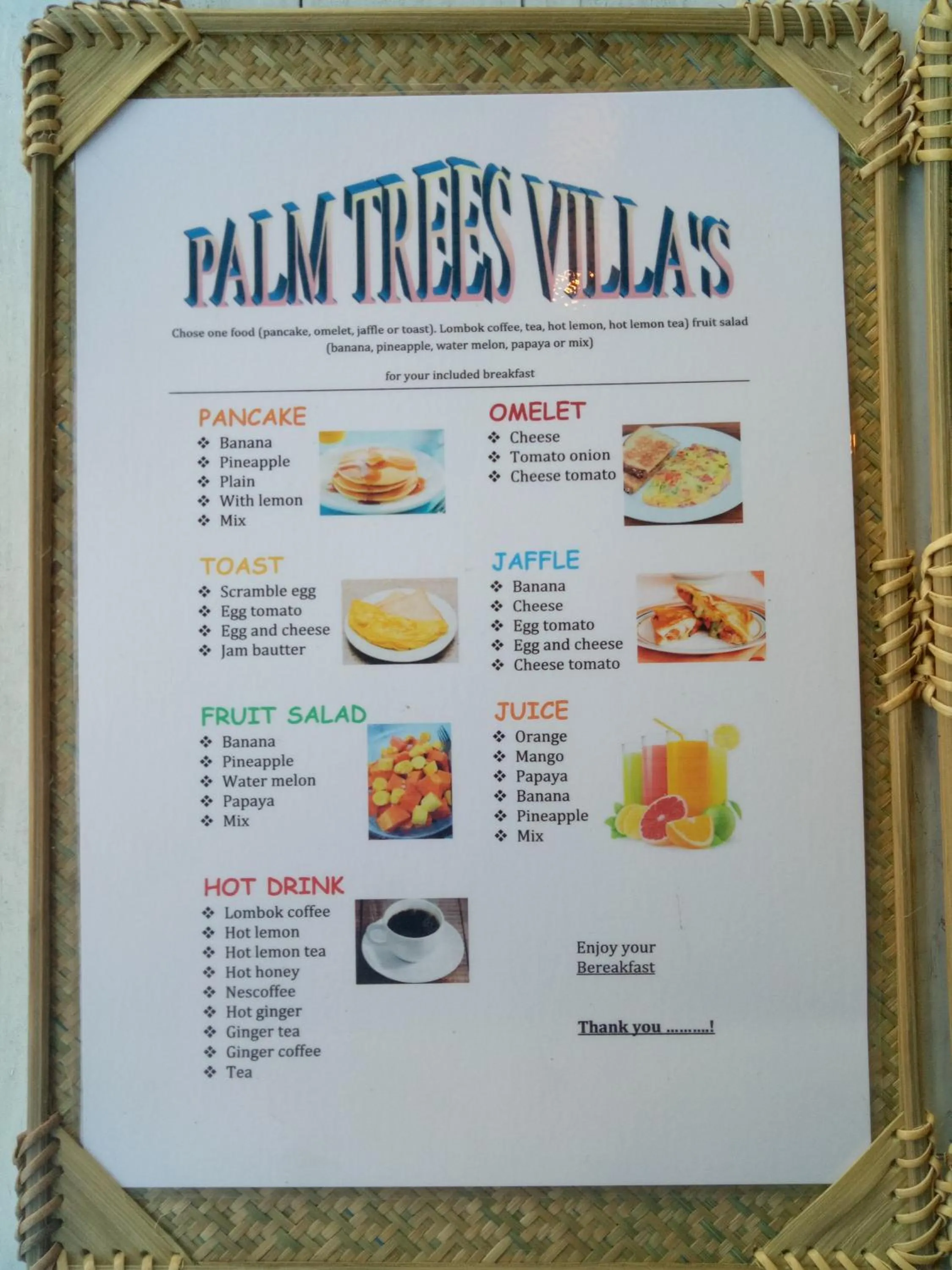 Breakfast in Palm Trees Villas